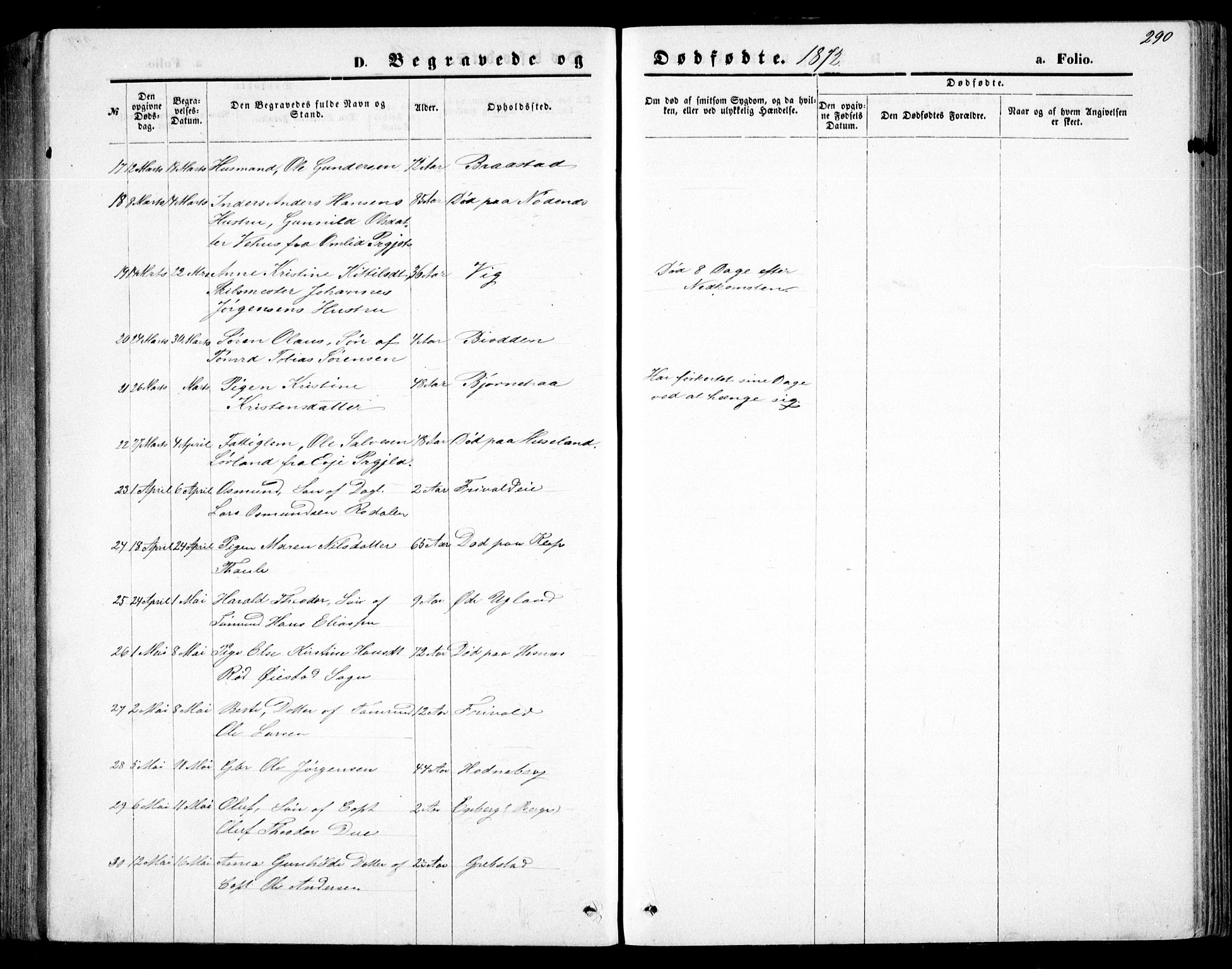 Fjære sokneprestkontor, AV/SAK-1111-0011/F/Fb/L0010: Parish register (copy) no. B 10, 1871-1880, p. 290