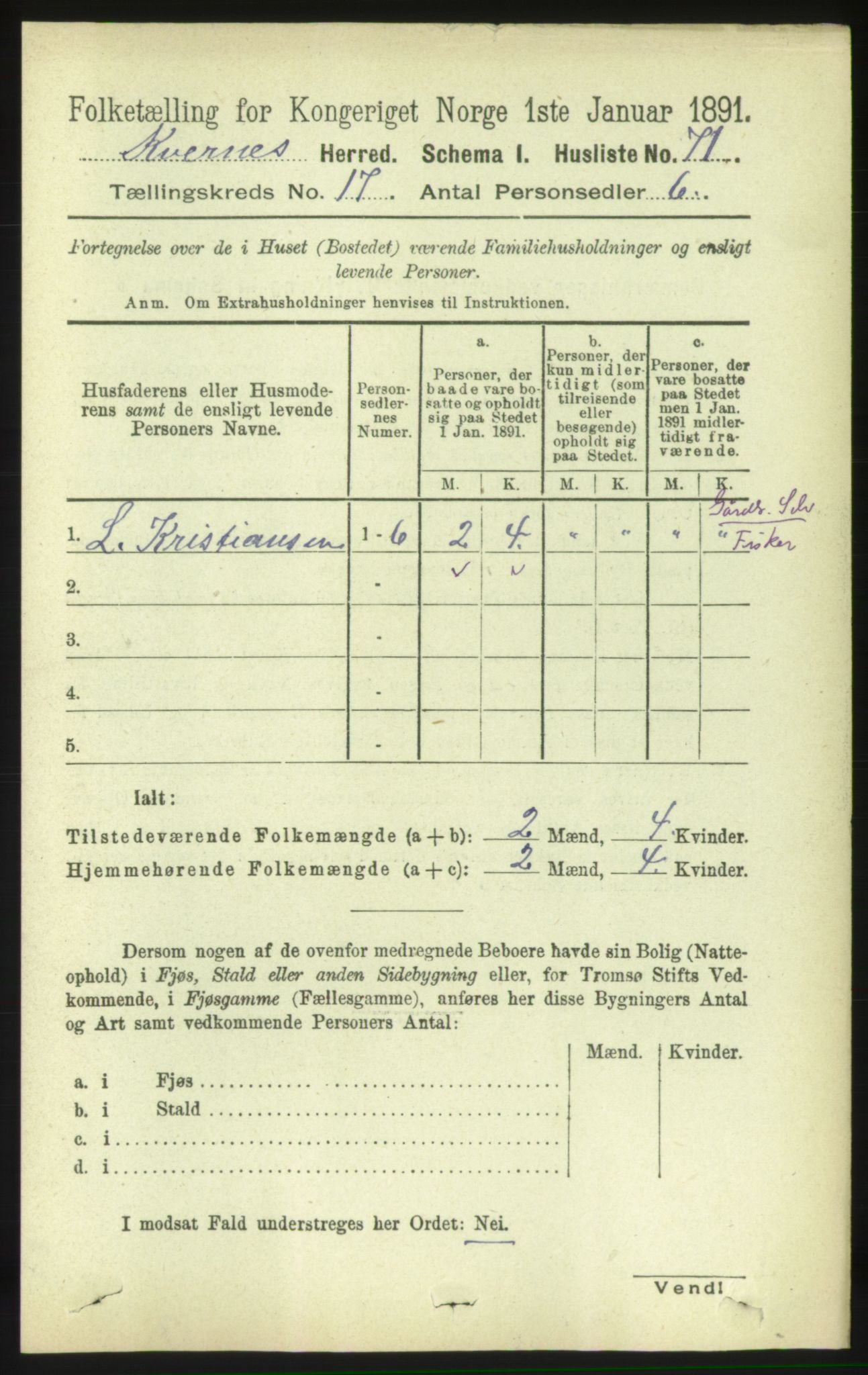 RA, 1891 census for 1553 Kvernes, 1891, p. 7141