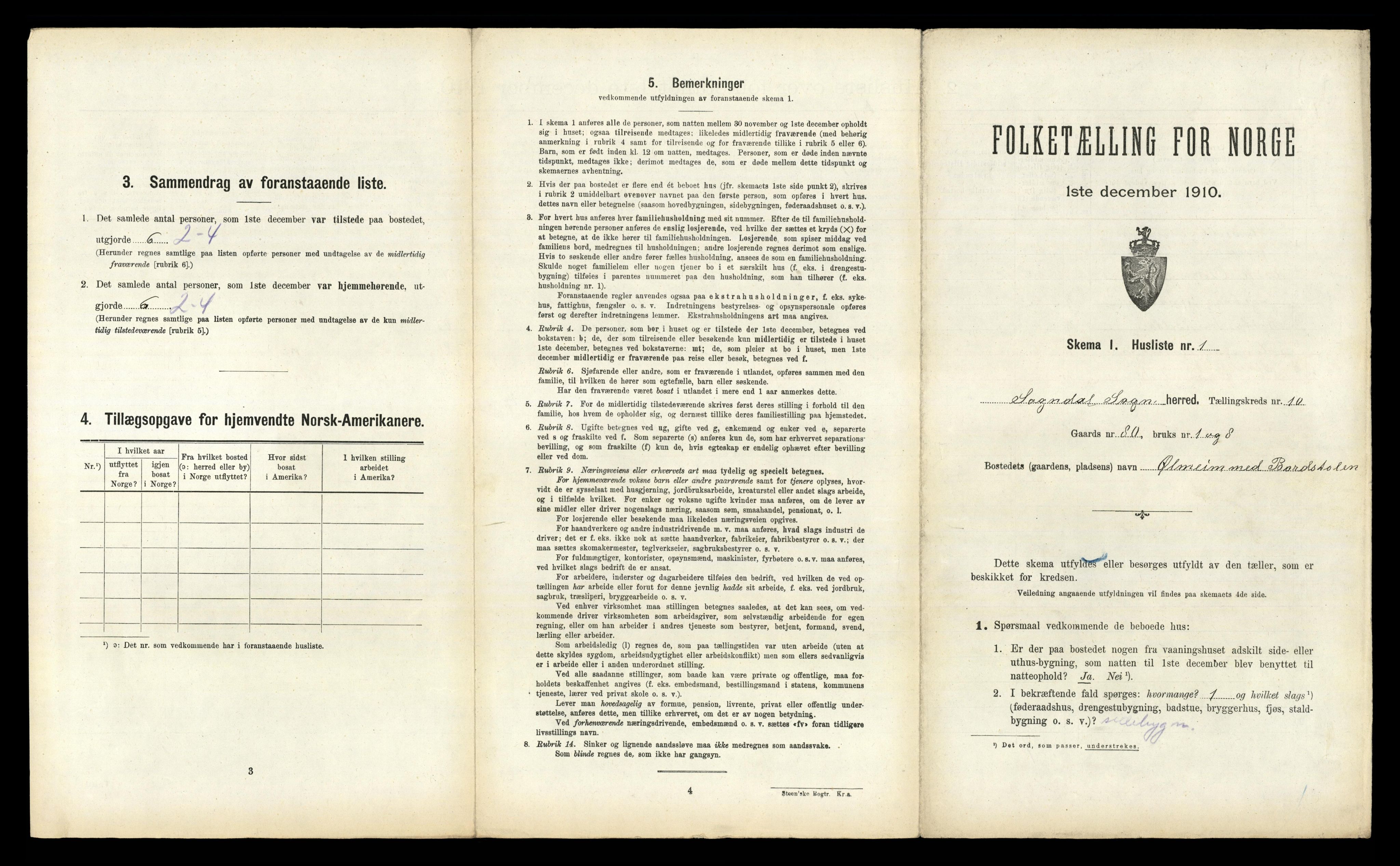 RA, 1910 census for Sogndal, 1910, p. 988