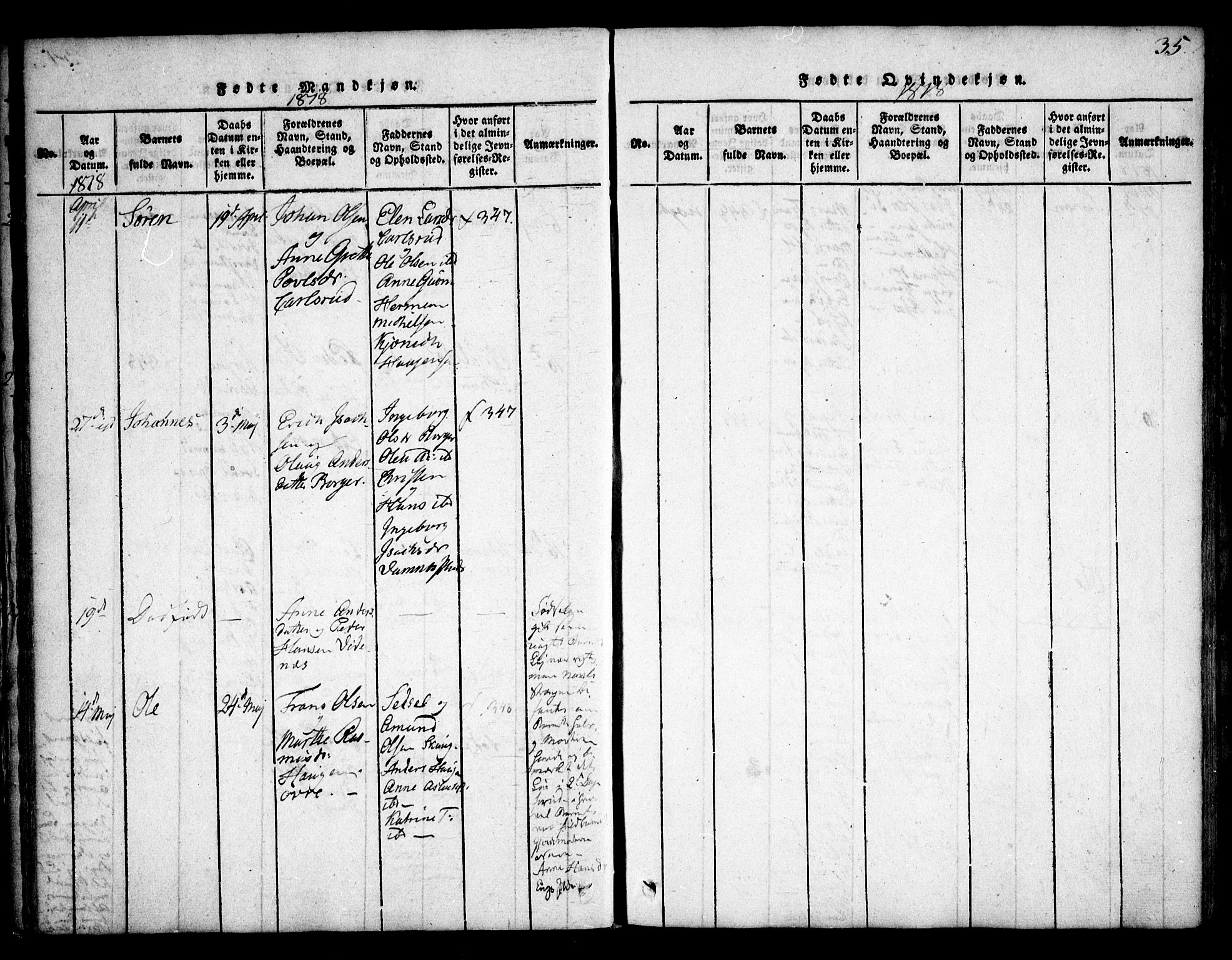 Skiptvet prestekontor Kirkebøker, AV/SAO-A-20009/F/Fa/L0005: Parish register (official) no. 5, 1814-1838, p. 35