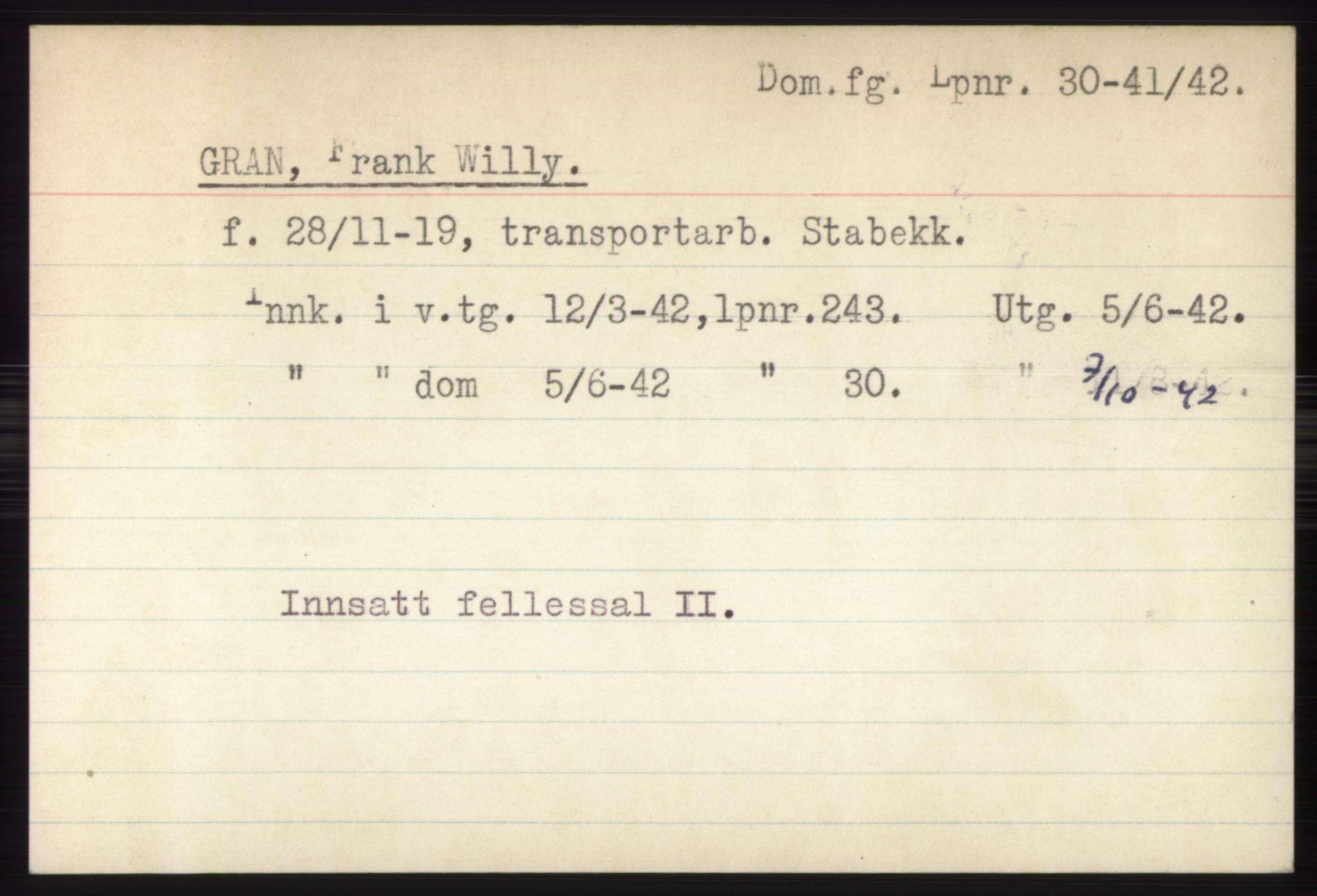 Statspolitiet - Hovedkontoret / Osloavdelingen, AV/RA-S-1329/C/Ck/Cke/L0003: Fangeregister; etternavn G - K, 1941-1945, p. 83