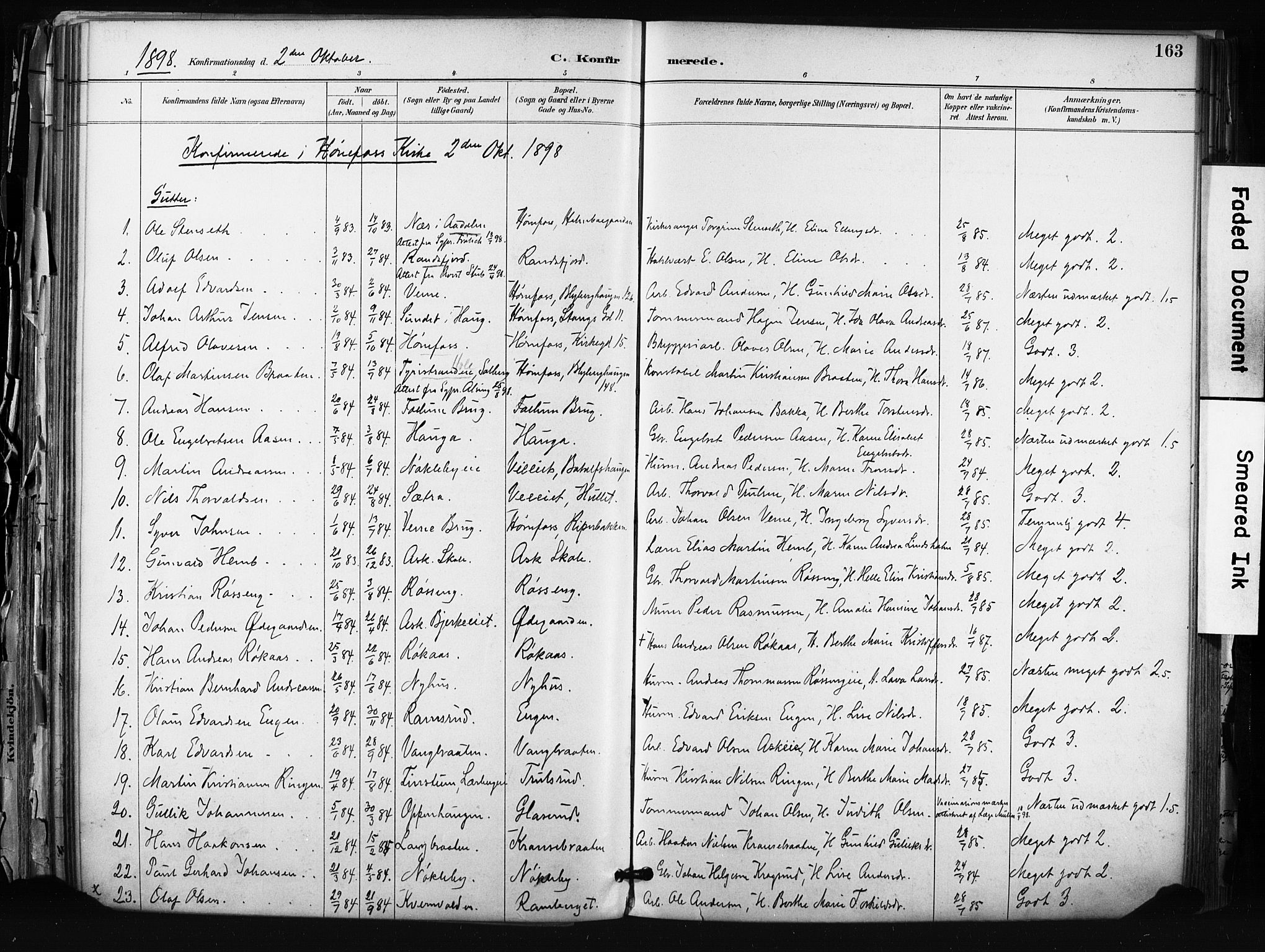 Hønefoss kirkebøker, SAKO/A-609/F/Fa/L0002: Parish register (official) no. 2, 1887-1906, p. 163