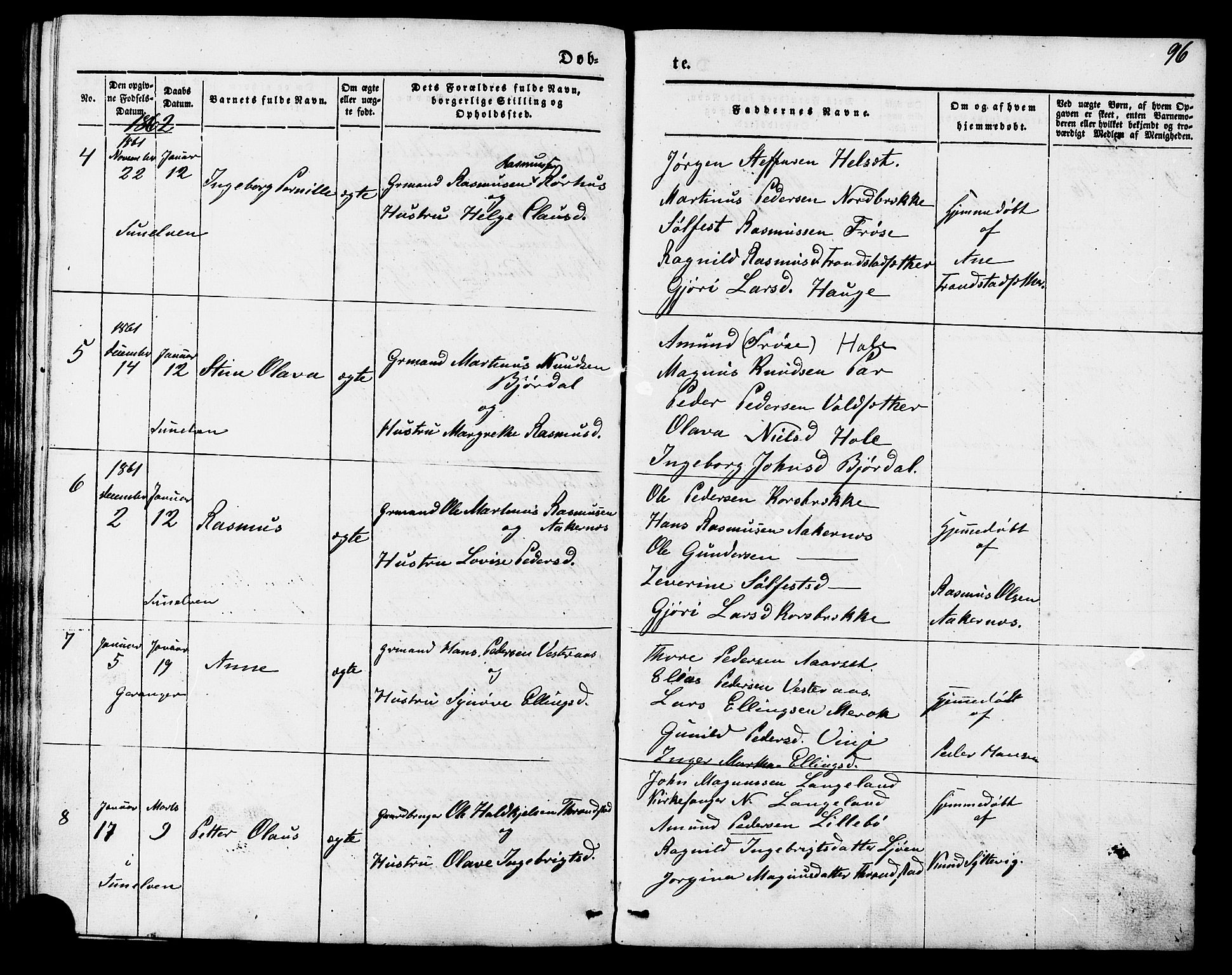 Ministerialprotokoller, klokkerbøker og fødselsregistre - Møre og Romsdal, AV/SAT-A-1454/517/L0222: Parish register (official) no. 517A02, 1846-1862, p. 96