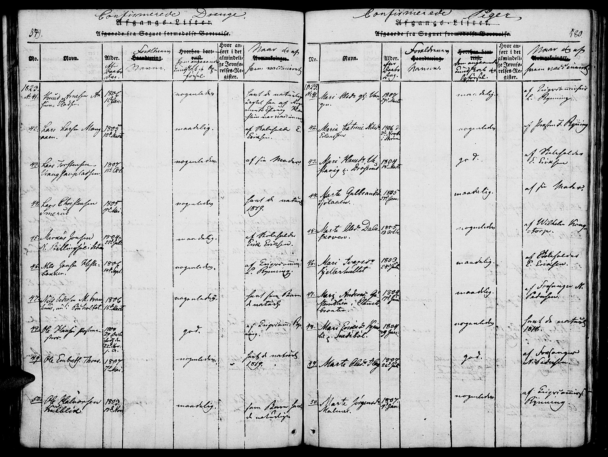 Vinger prestekontor, AV/SAH-PREST-024/H/Ha/Haa/L0006: Parish register (official) no. 6, 1814-1825, p. 579-580