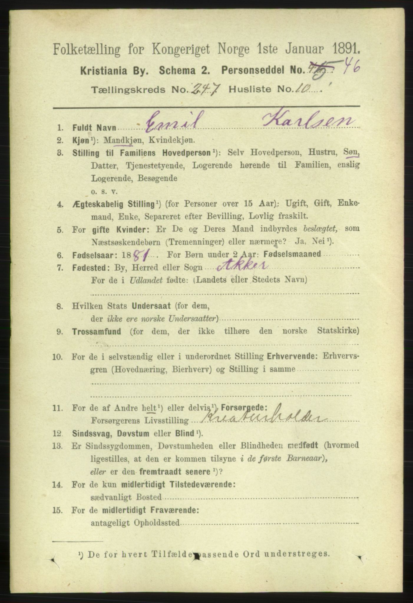 RA, 1891 census for 0301 Kristiania, 1891, p. 150671