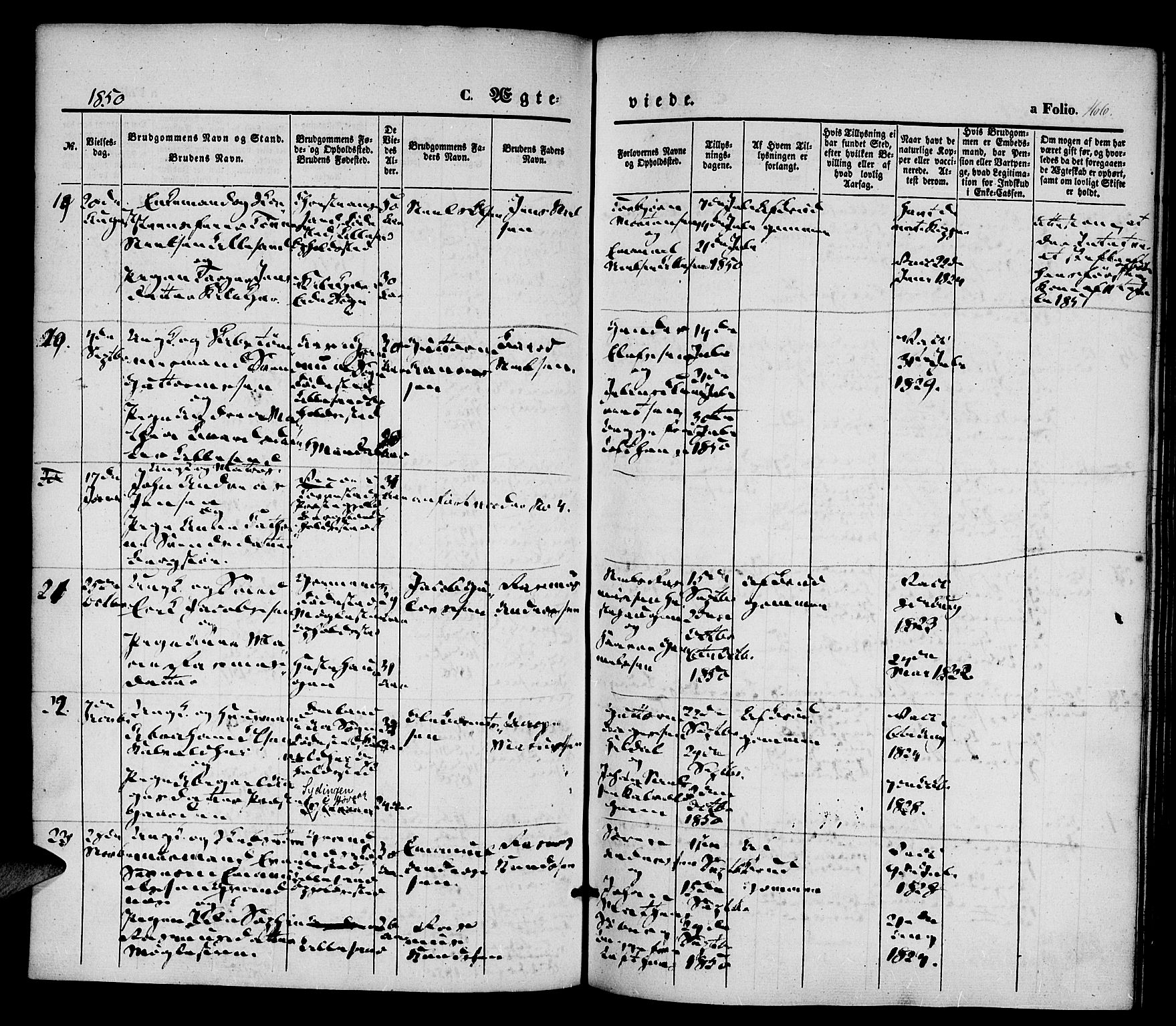 Vestre Moland sokneprestkontor, SAK/1111-0046/F/Fa/Fab/L0006: Parish register (official) no. A 6, 1850-1858, p. 166