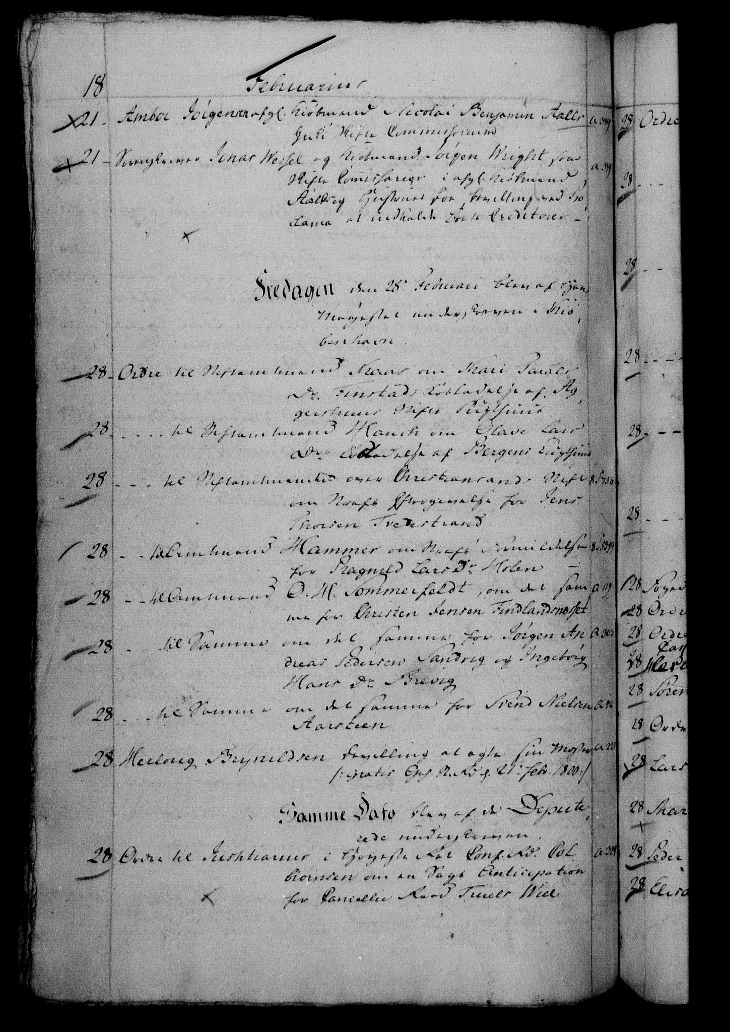 Danske Kanselli 1800-1814, RA/EA-3024/H/Hf/Hfb/Hfbc/L0001: Underskrivelsesbok m. register, 1800, p. 18