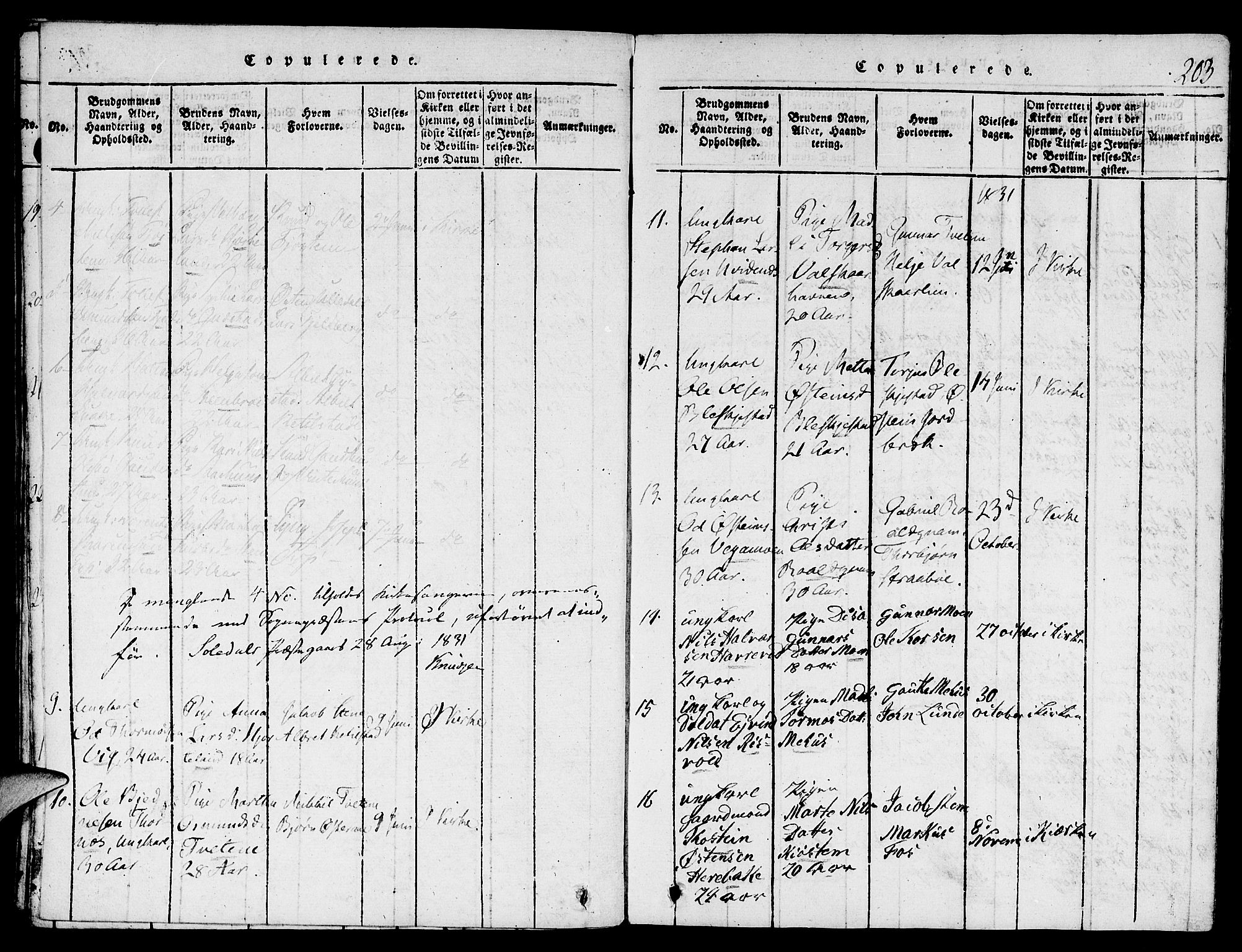 Suldal sokneprestkontor, SAST/A-101845/01/V/L0001: Parish register (copy) no. B 1, 1816-1836, p. 203