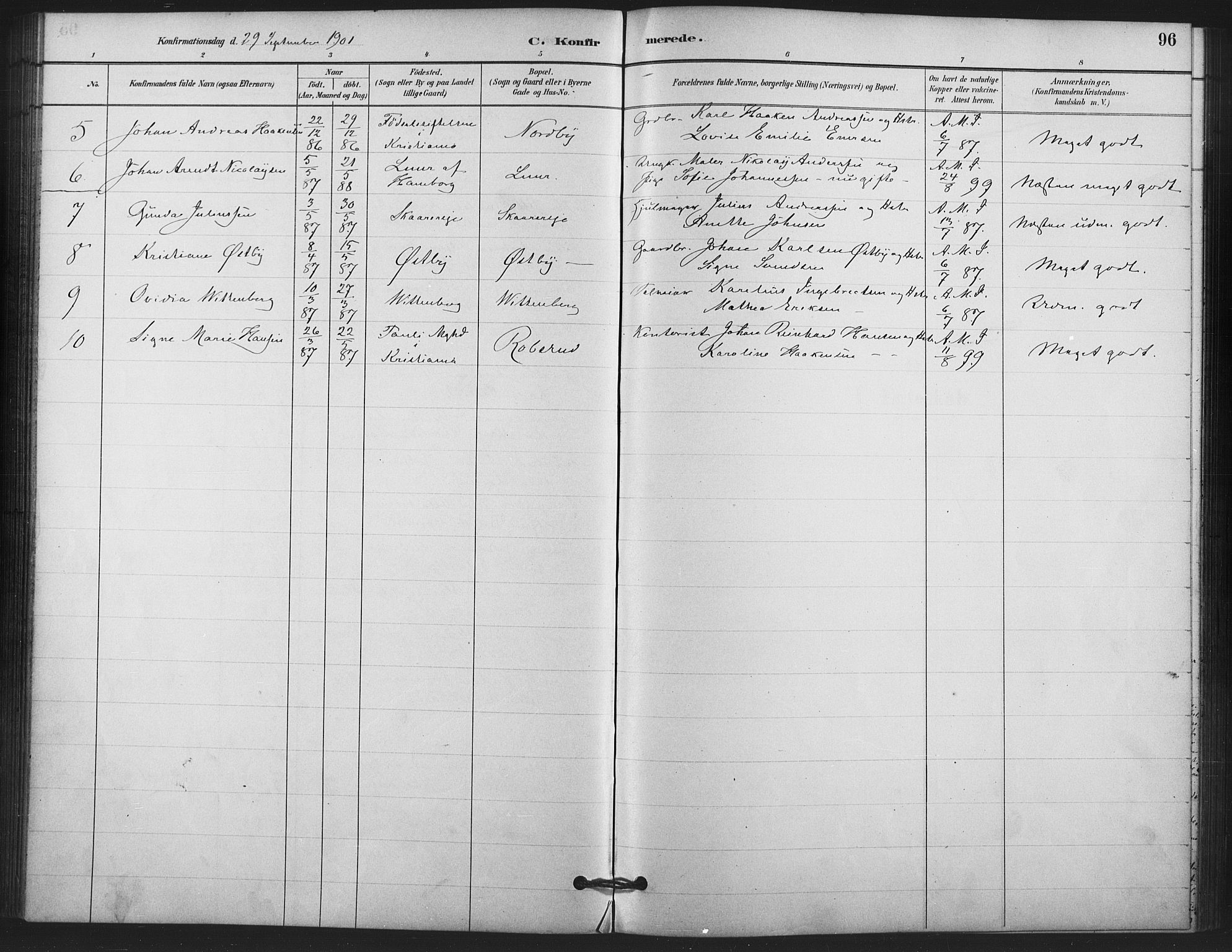 Skedsmo prestekontor Kirkebøker, AV/SAO-A-10033a/F/Fb/L0001: Parish register (official) no. II 1, 1883-1901, p. 96