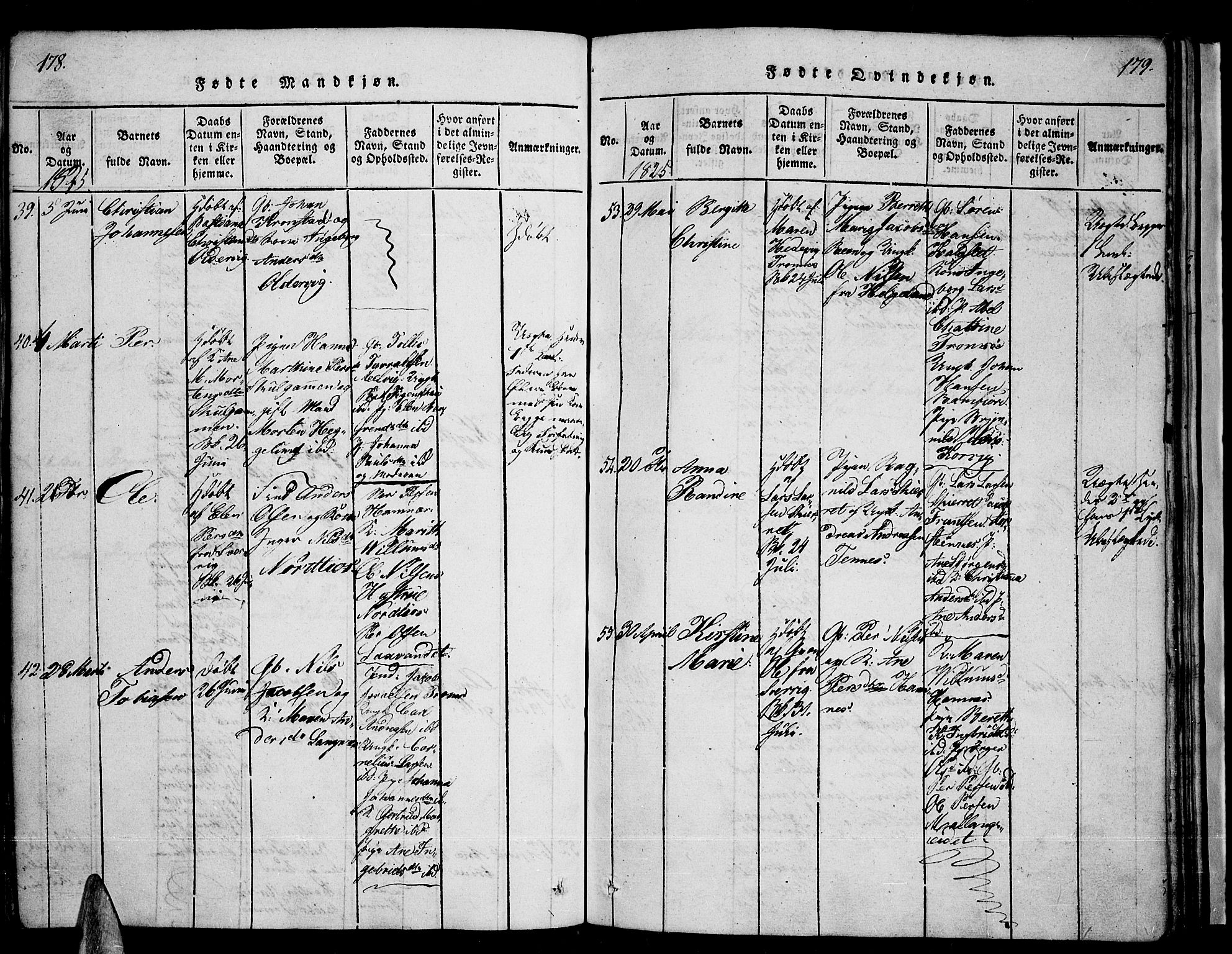 Tromsø sokneprestkontor/stiftsprosti/domprosti, SATØ/S-1343/G/Ga/L0007kirke: Parish register (official) no. 7, 1821-1828, p. 178-179
