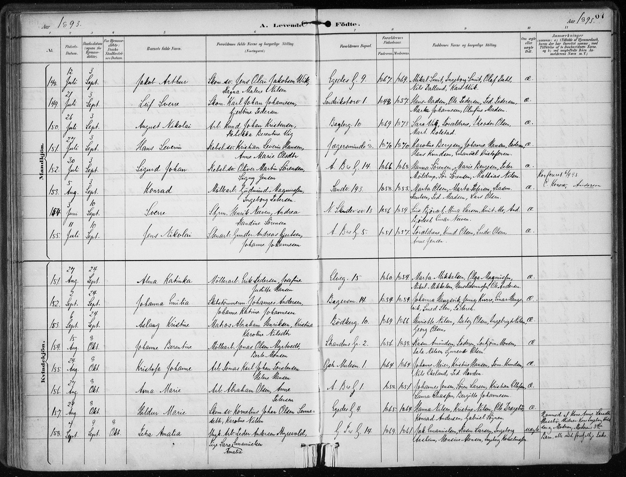 Sandviken Sokneprestembete, AV/SAB-A-77601/H/Ha/L0005: Parish register (official) no. B 2, 1891-1901, p. 67