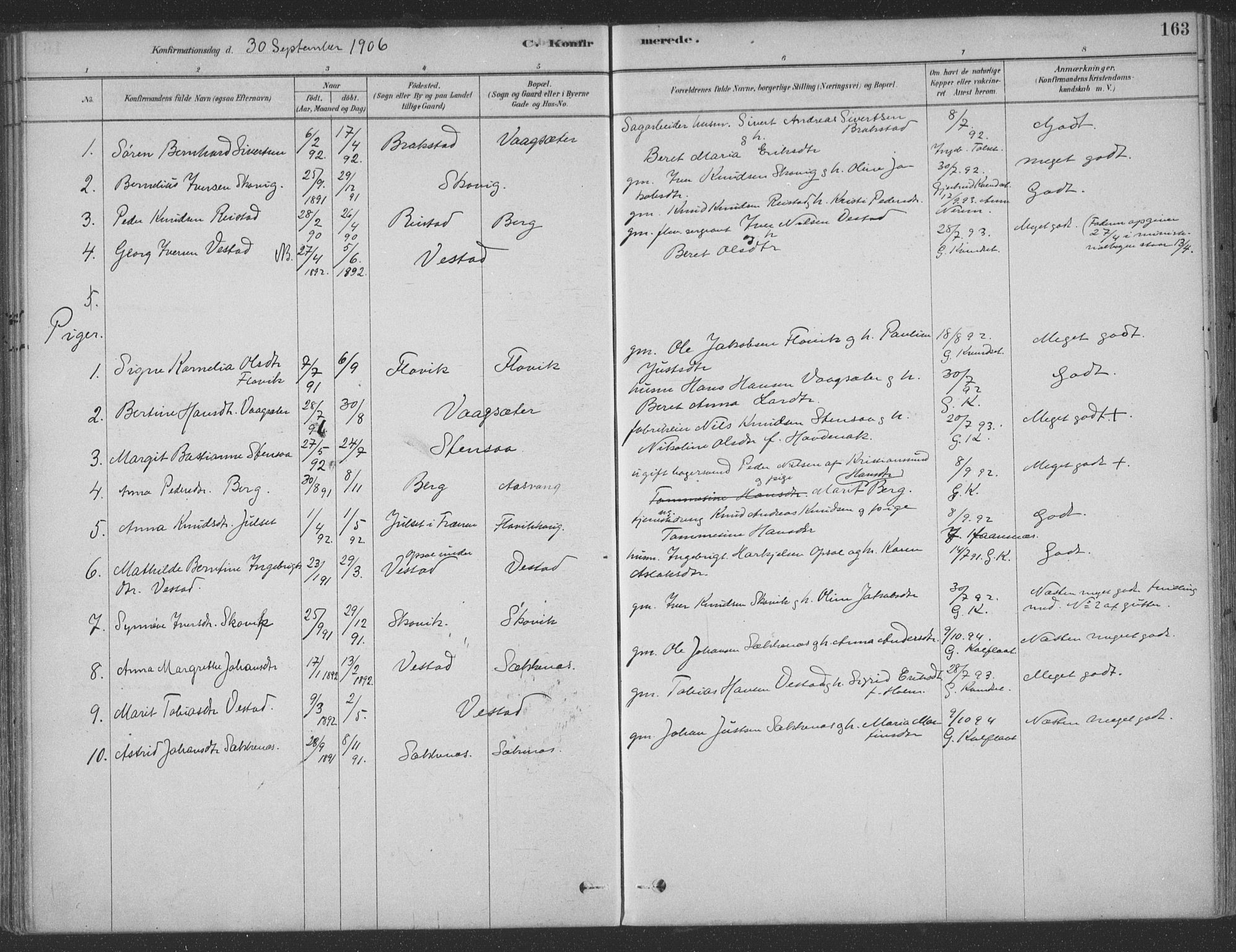 Ministerialprotokoller, klokkerbøker og fødselsregistre - Møre og Romsdal, SAT/A-1454/547/L0604: Parish register (official) no. 547A06, 1878-1906, p. 163