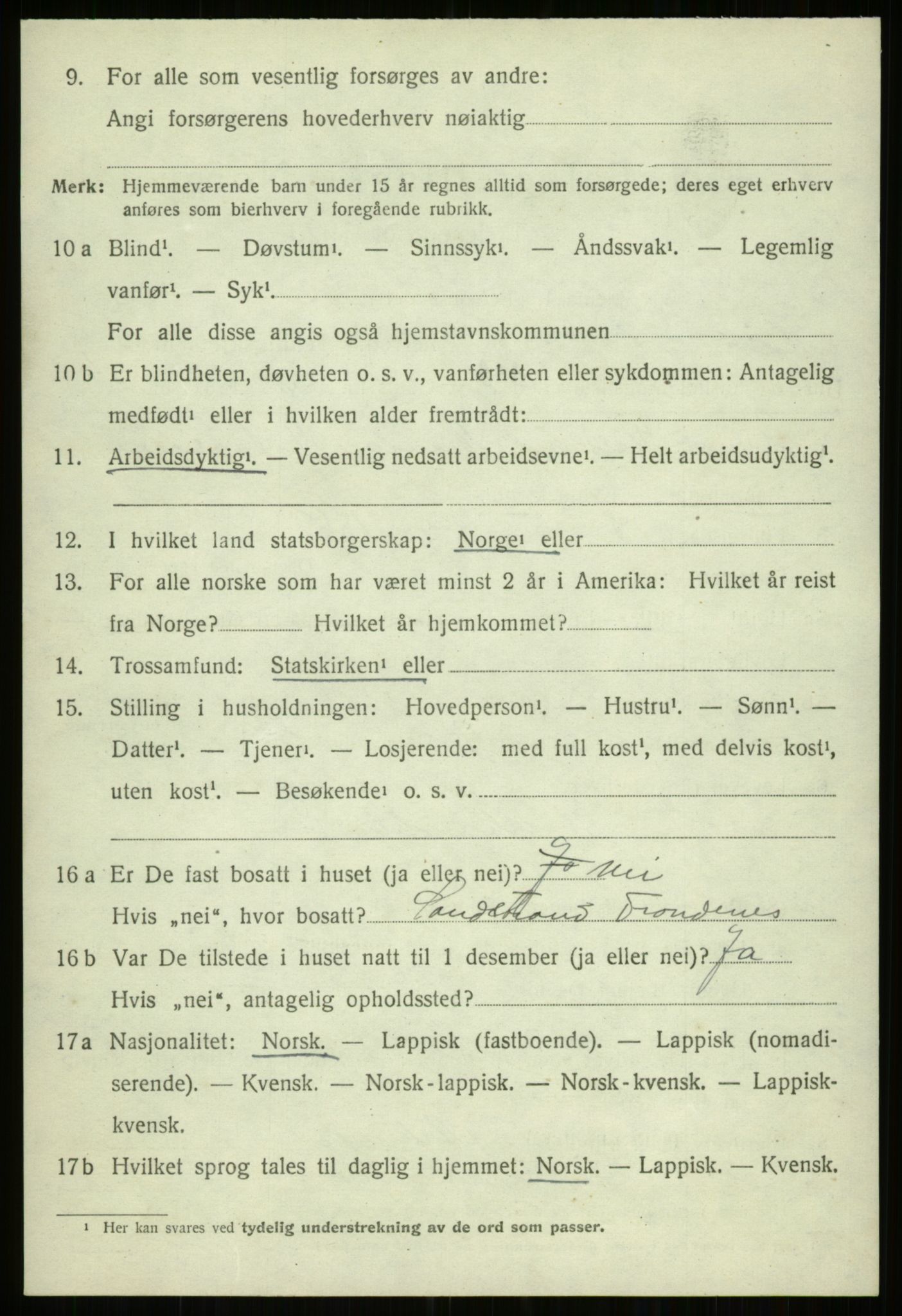 SATØ, 1920 census for Trondenes, 1920, p. 12952