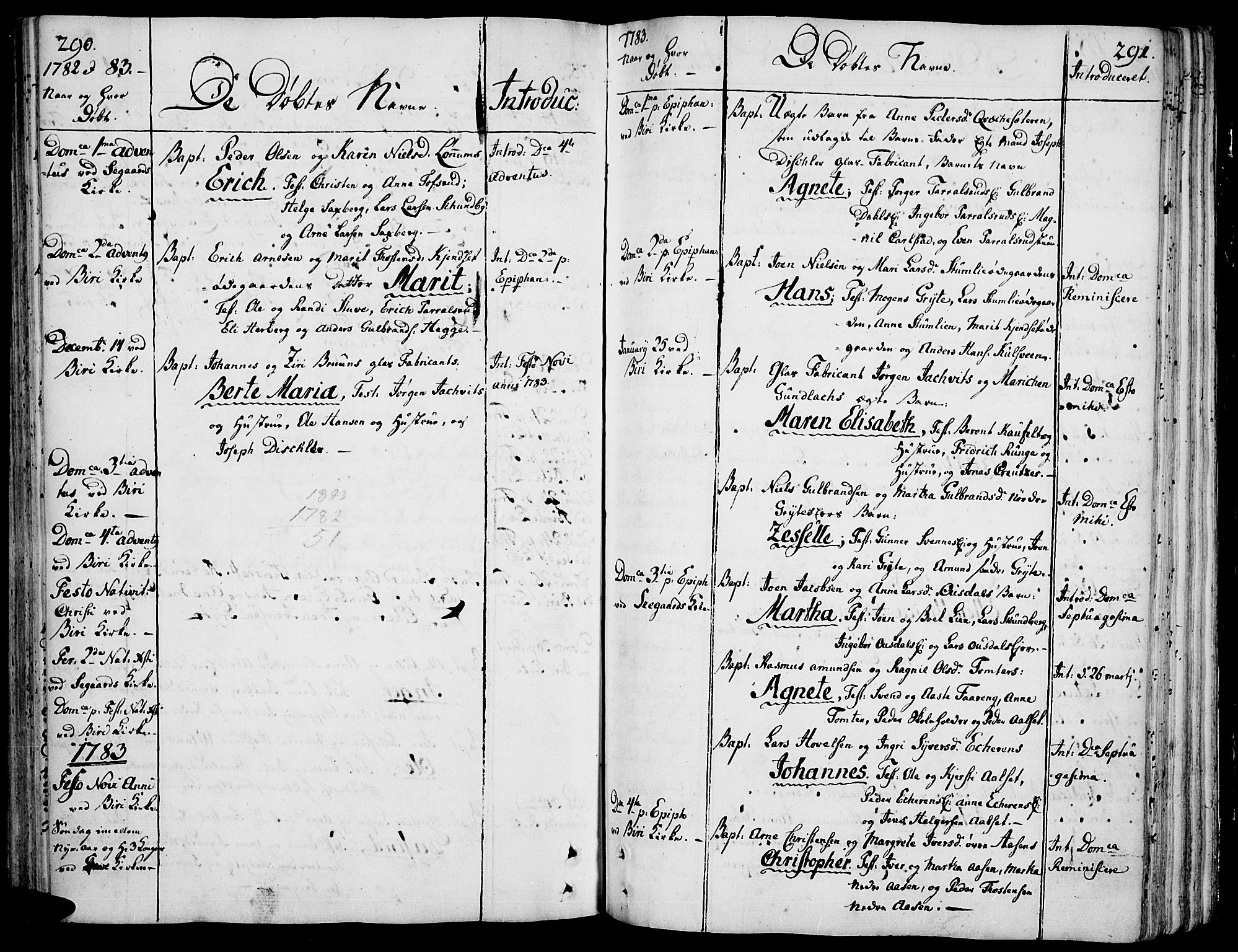 Biri prestekontor, SAH/PREST-096/H/Ha/Haa/L0002: Parish register (official) no. 2, 1754-1789, p. 290-291