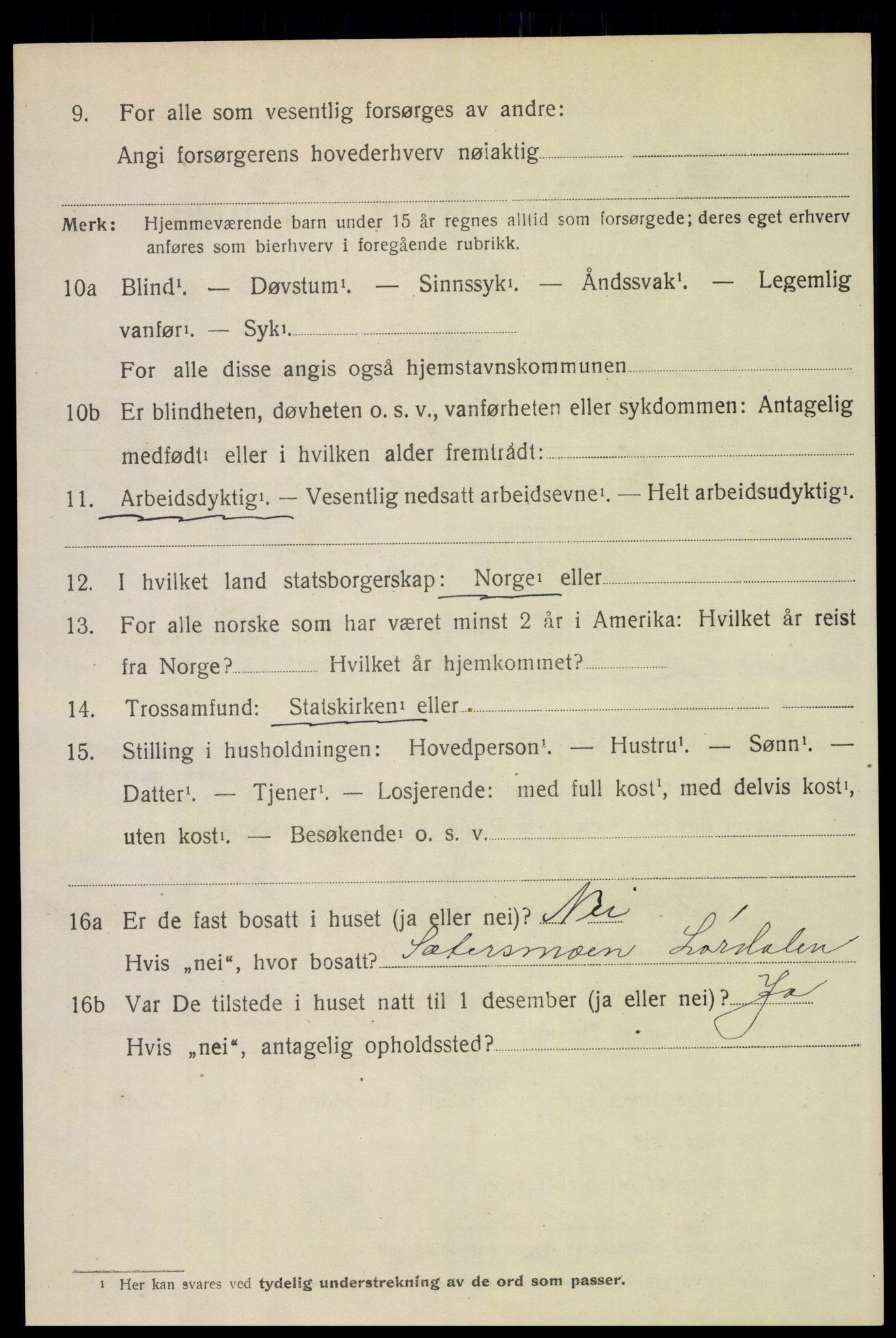 SAH, 1920 census for Trysil, 1920, p. 4298