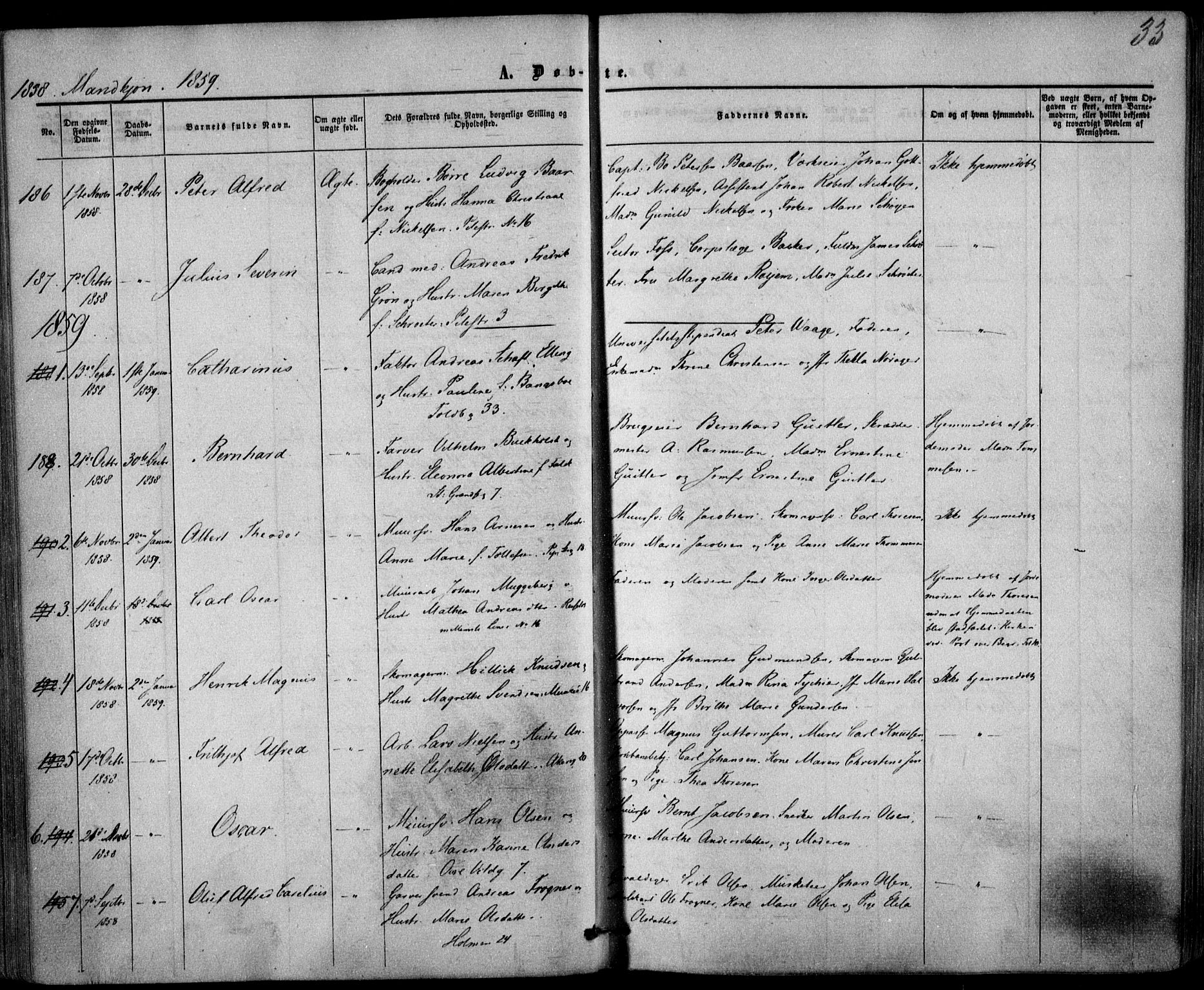 Trefoldighet prestekontor Kirkebøker, SAO/A-10882/F/Fa/L0001: Parish register (official) no. I 1, 1858-1863, p. 33