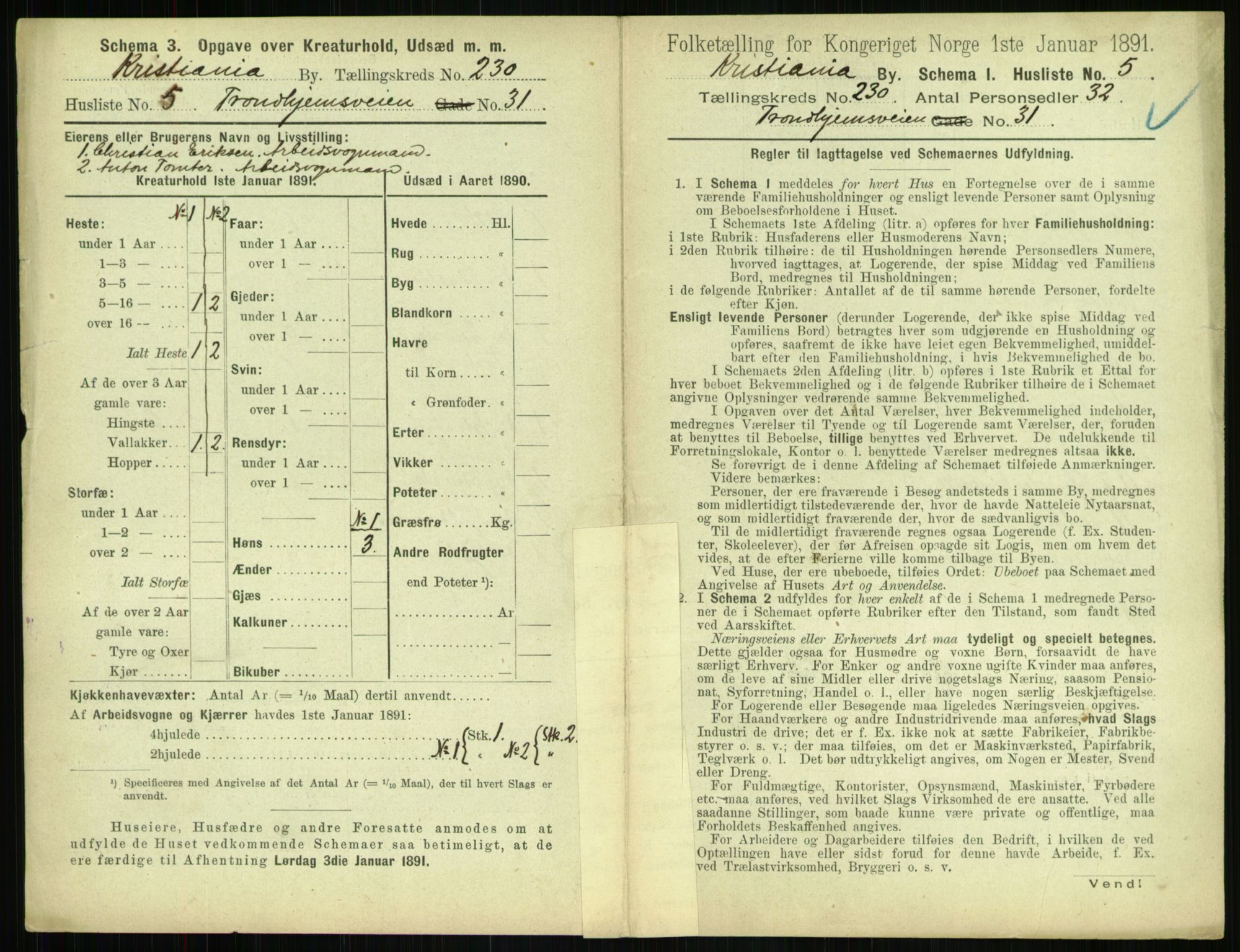 RA, 1891 census for 0301 Kristiania, 1891, p. 142122