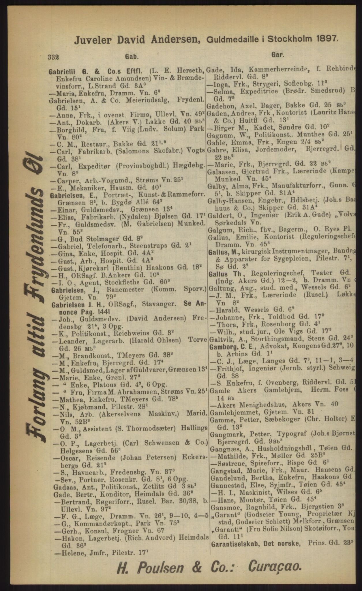 Kristiania/Oslo adressebok, PUBL/-, 1903, p. 332