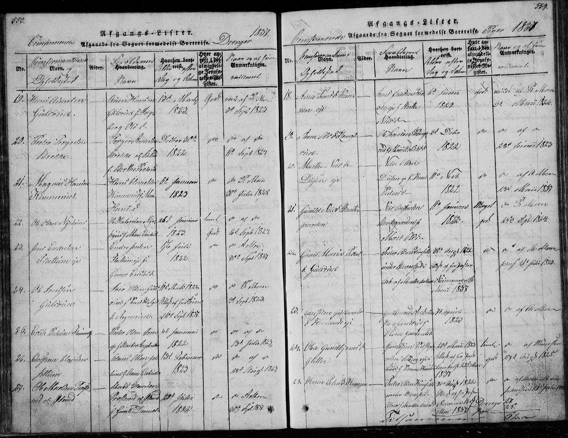 Modum kirkebøker, AV/SAKO-A-234/G/Ga/L0003: Parish register (copy) no. I 3, 1832-1842, p. 553-554