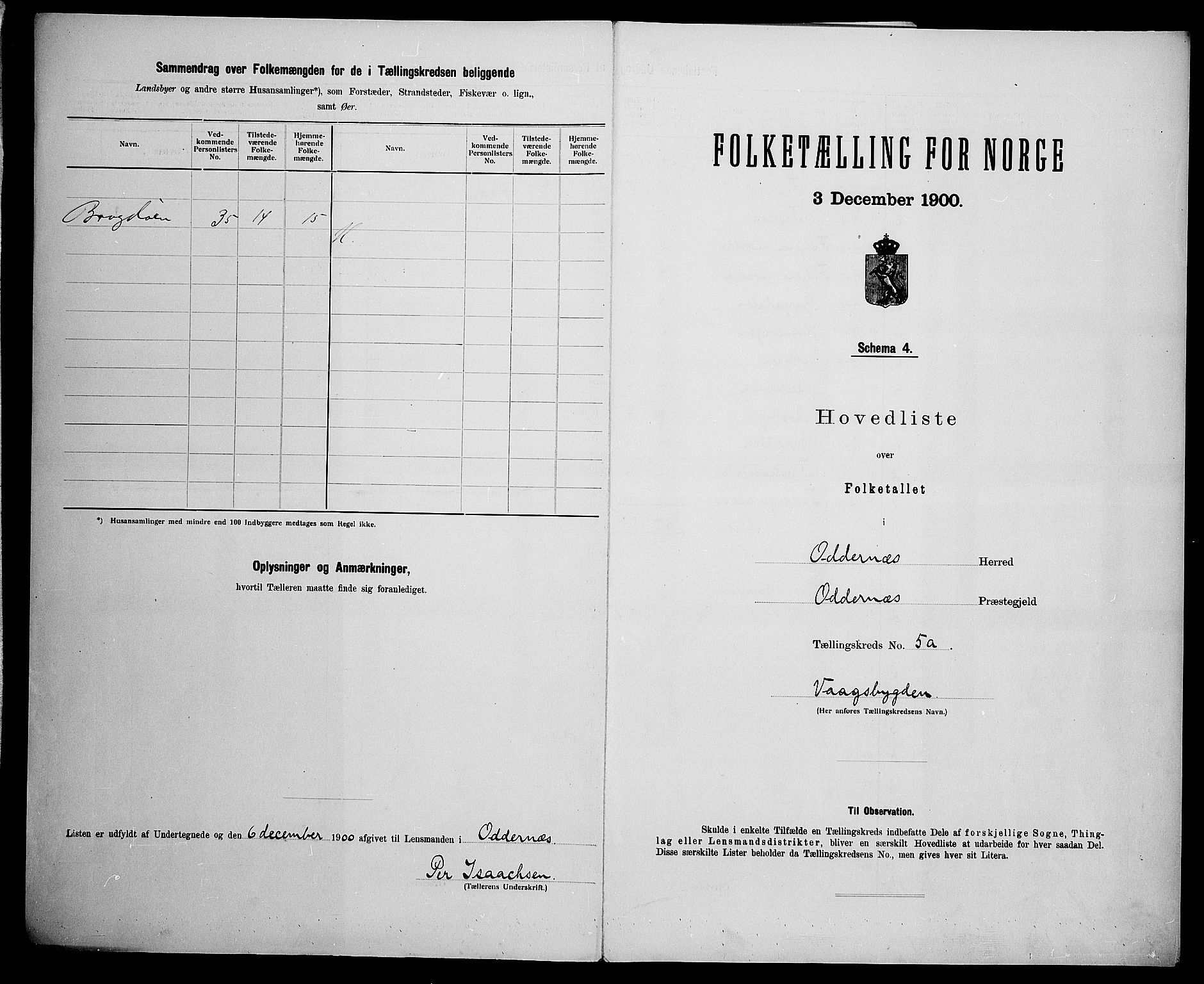 SAK, 1900 census for Oddernes, 1900, p. 47