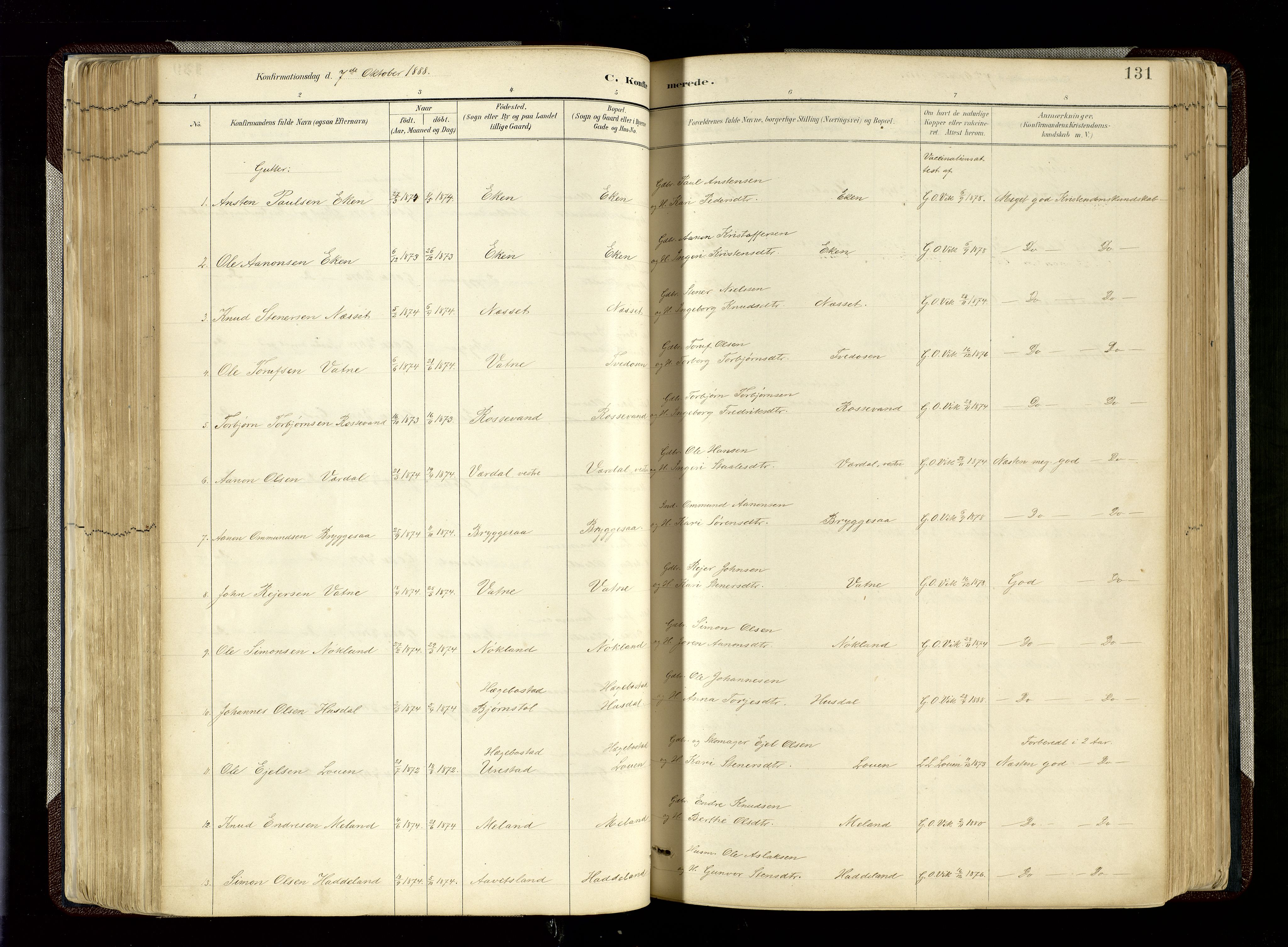 Hægebostad sokneprestkontor, SAK/1111-0024/F/Fa/Fab/L0004: Parish register (official) no. A 4, 1887-1929, p. 131