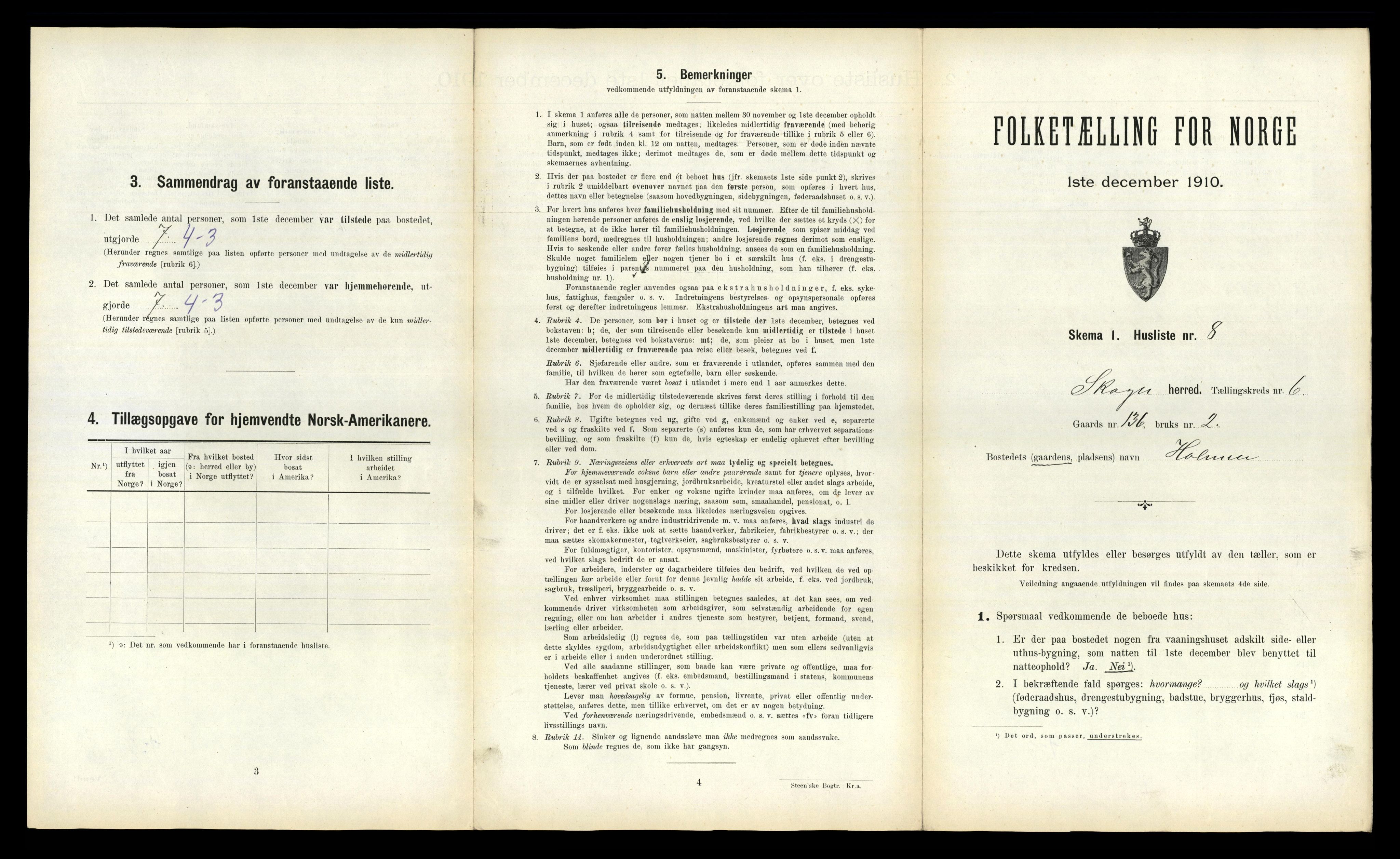 RA, 1910 census for Skogn, 1910, p. 1048