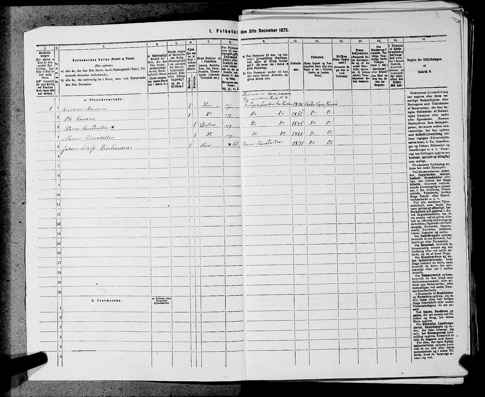 RA, 1875 census for 0238P Nannestad, 1875, p. 880