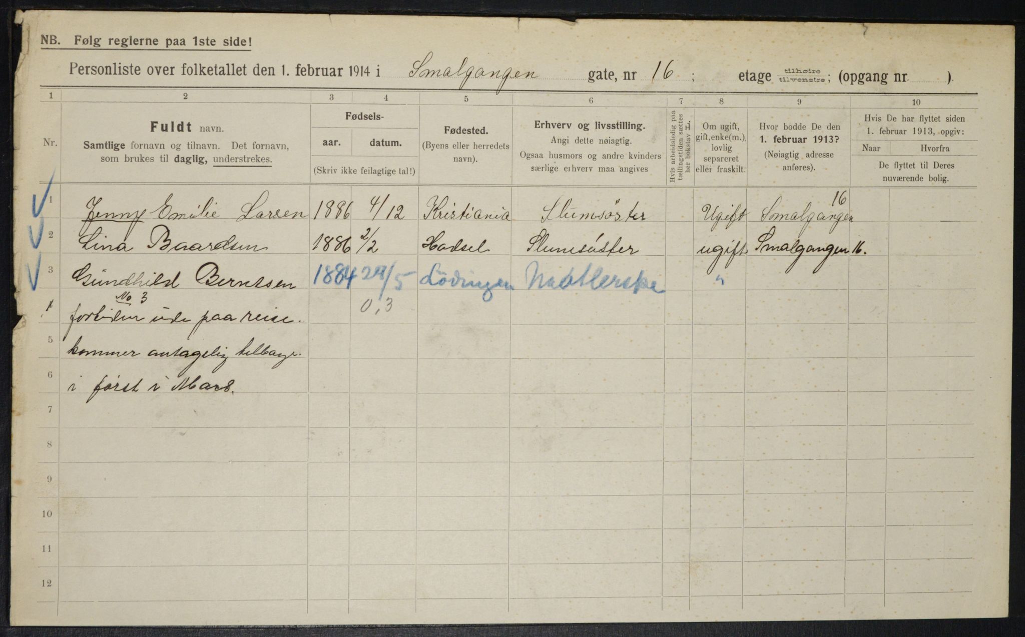 OBA, Municipal Census 1914 for Kristiania, 1914, p. 96943