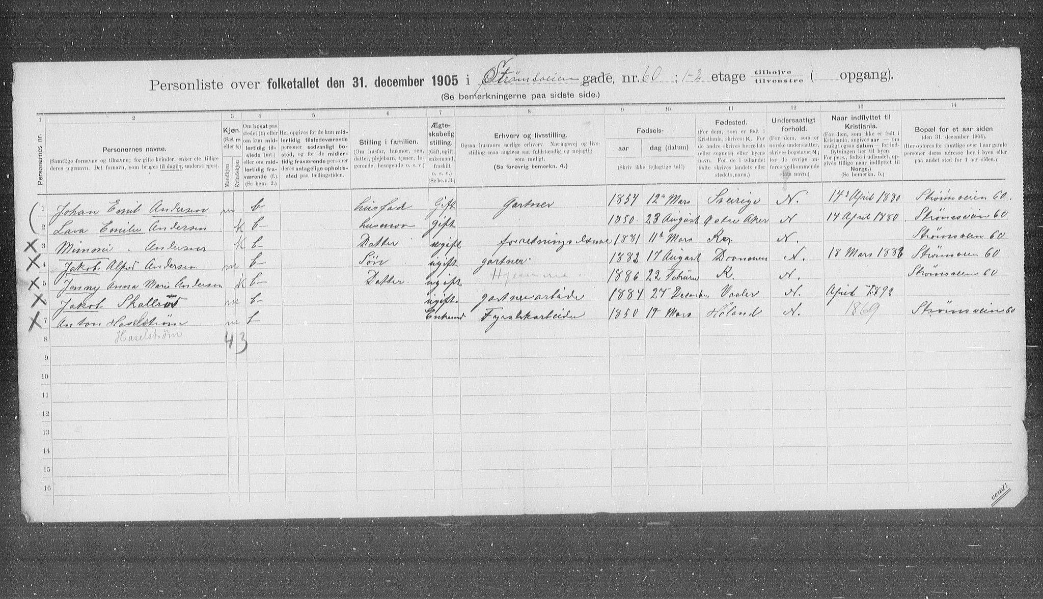 OBA, Municipal Census 1905 for Kristiania, 1905, p. 54664