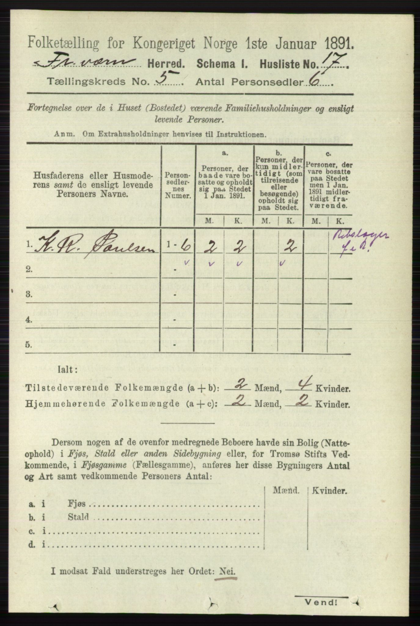 RA, 1891 census for 0798 Fredriksvern, 1891, p. 992