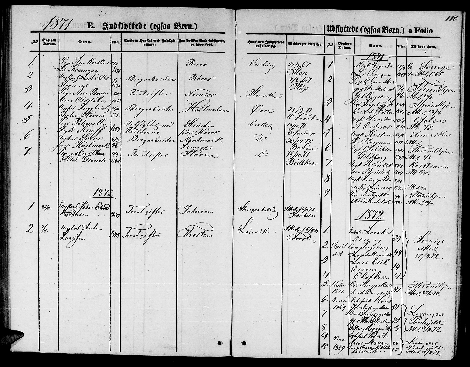 Ministerialprotokoller, klokkerbøker og fødselsregistre - Nord-Trøndelag, AV/SAT-A-1458/722/L0225: Parish register (copy) no. 722C01, 1871-1888, p. 178