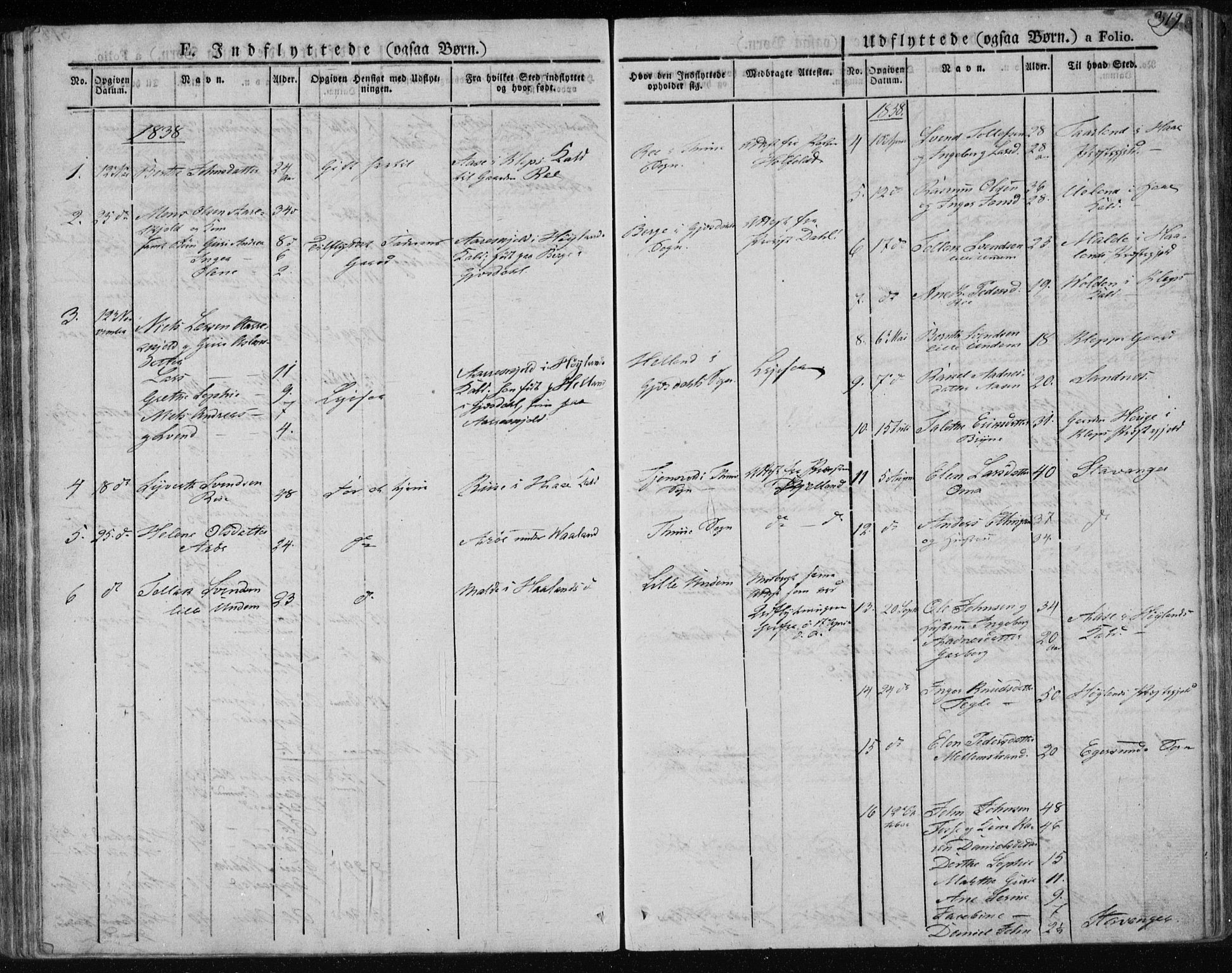 Lye sokneprestkontor, AV/SAST-A-101794/001/30BA/L0004: Parish register (official) no. A 4, 1826-1841, p. 319