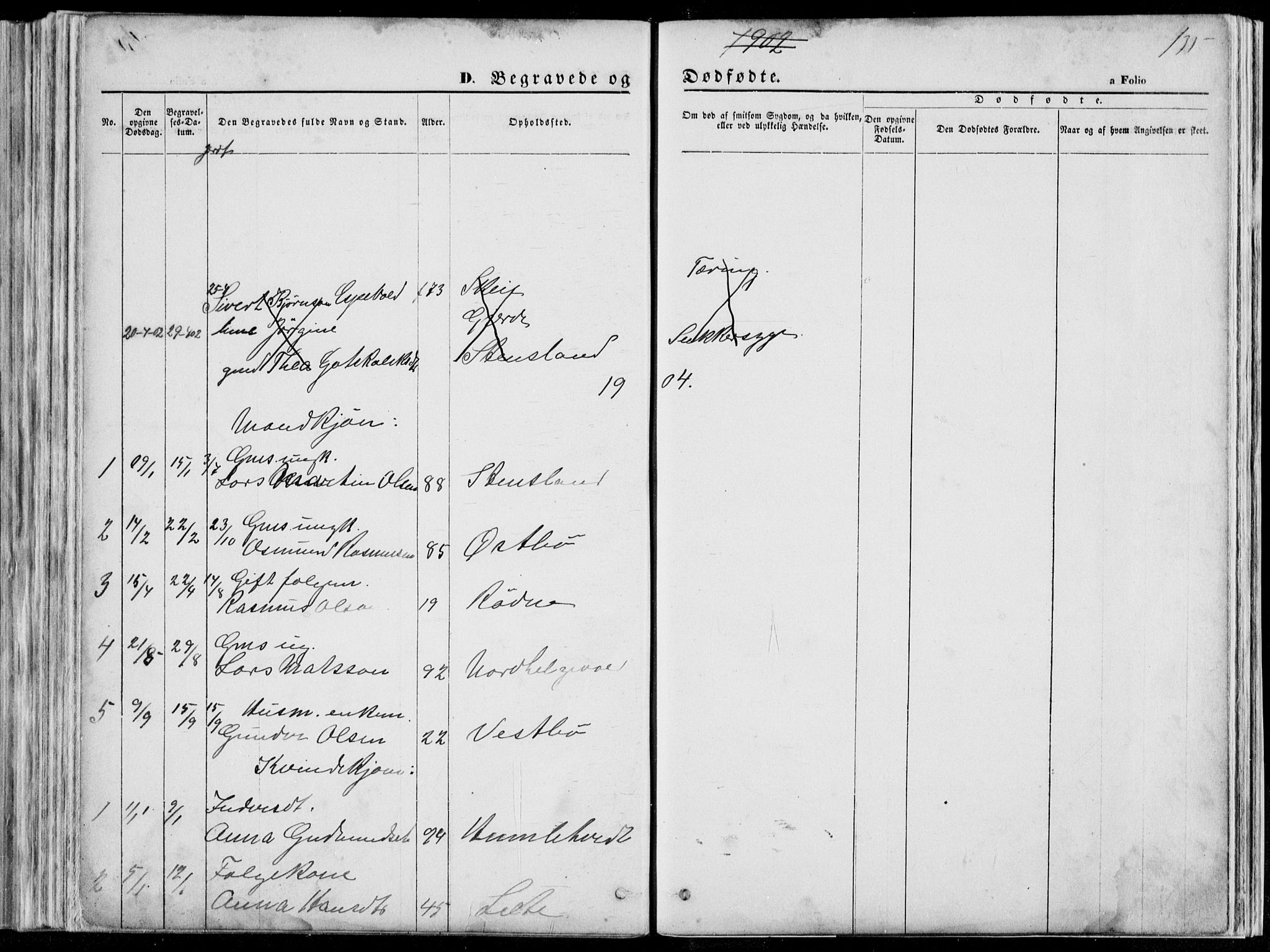 Vikedal sokneprestkontor, SAST/A-101840/01/V: Parish register (copy) no. B 10, 1864-1926, p. 135