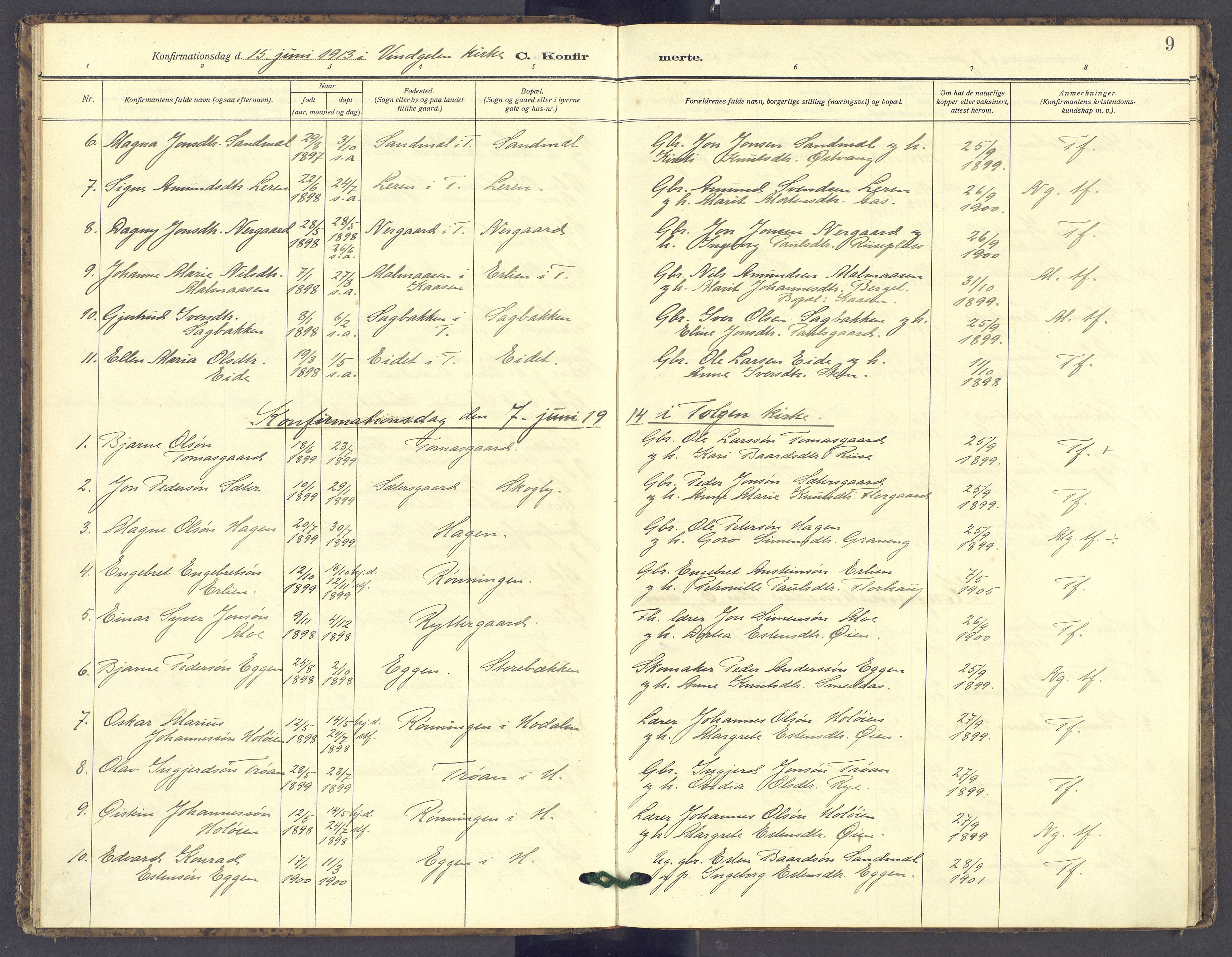 Tolga prestekontor, AV/SAH-PREST-062/K/L0016: Parish register (official) no. 16, 1908-1957, p. 9