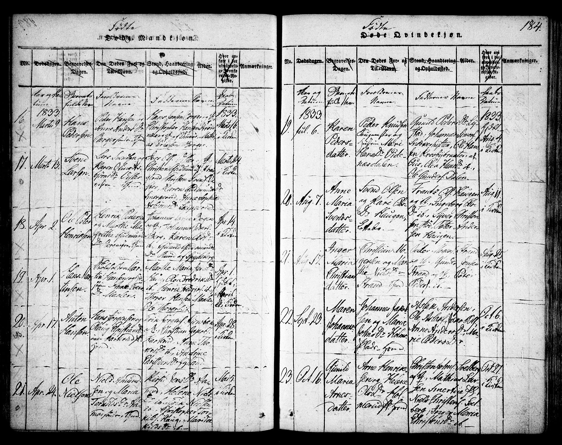 Skiptvet prestekontor Kirkebøker, SAO/A-20009/F/Fa/L0005: Parish register (official) no. 5, 1814-1838, p. 184