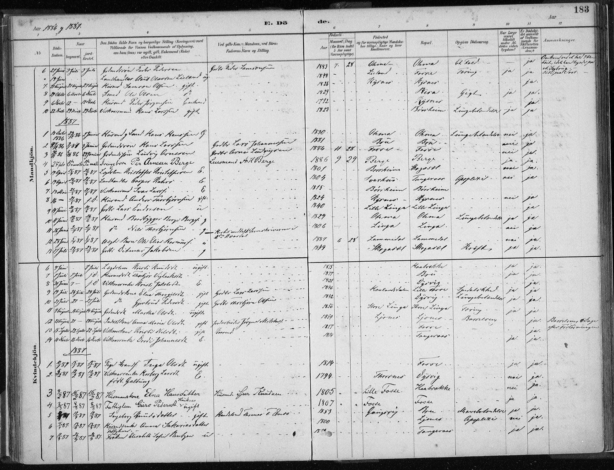 Strandebarm sokneprestembete, SAB/A-78401/H/Haa: Parish register (official) no. B  1, 1886-1908, p. 183