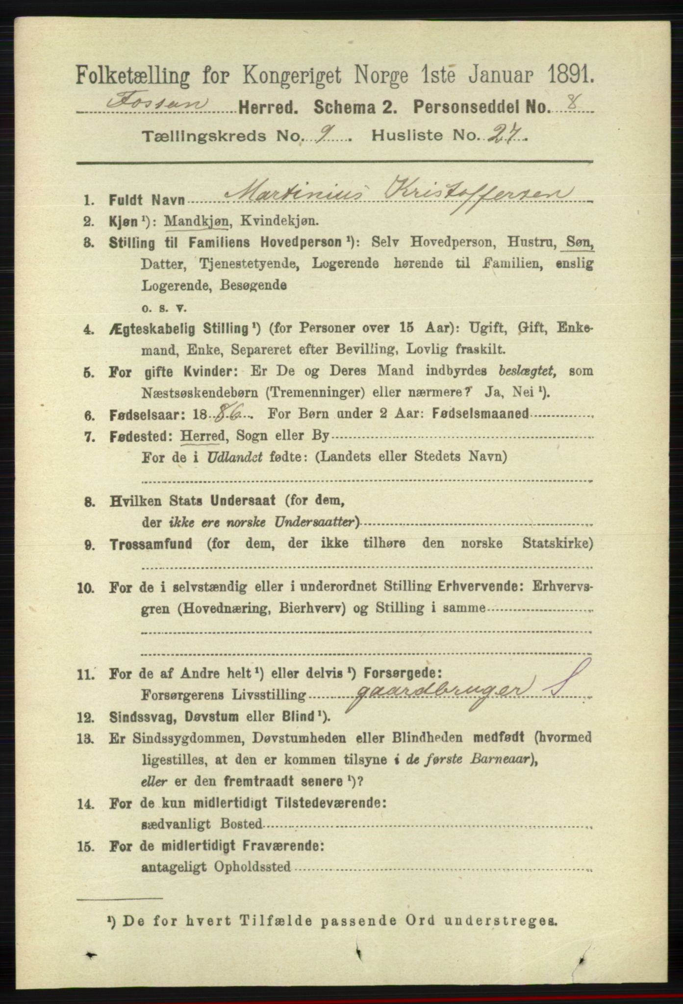 RA, 1891 census for 1129 Forsand, 1891, p. 1640