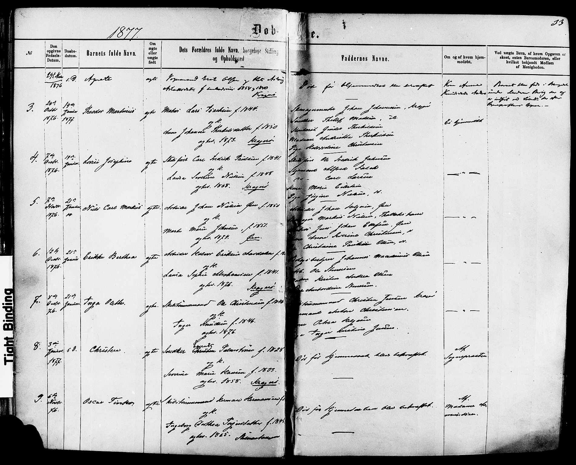 Kragerø kirkebøker, SAKO/A-278/F/Fa/L0011: Parish register (official) no. 11, 1875-1886, p. 33