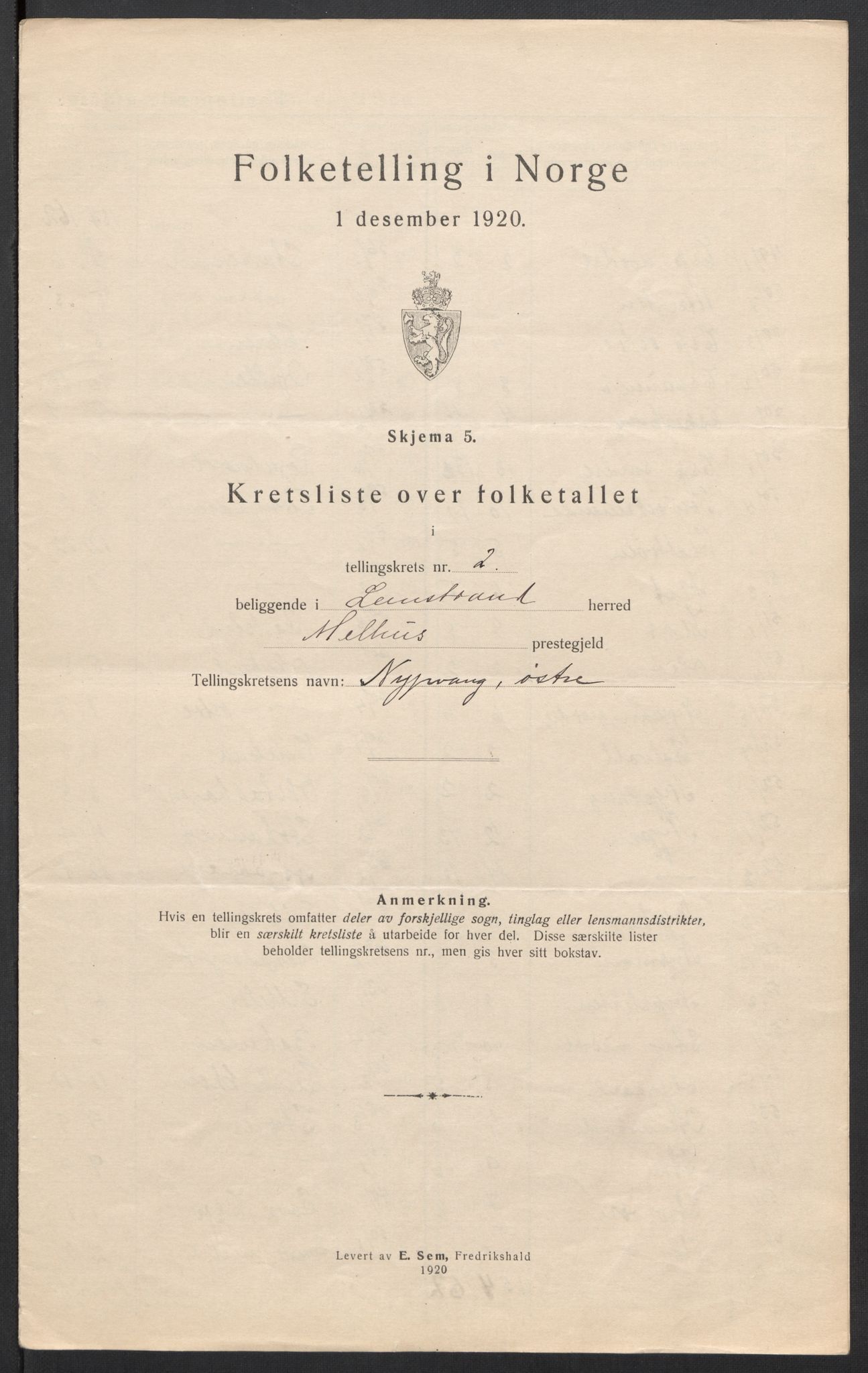 SAT, 1920 census for Leinstrand, 1920, p. 11