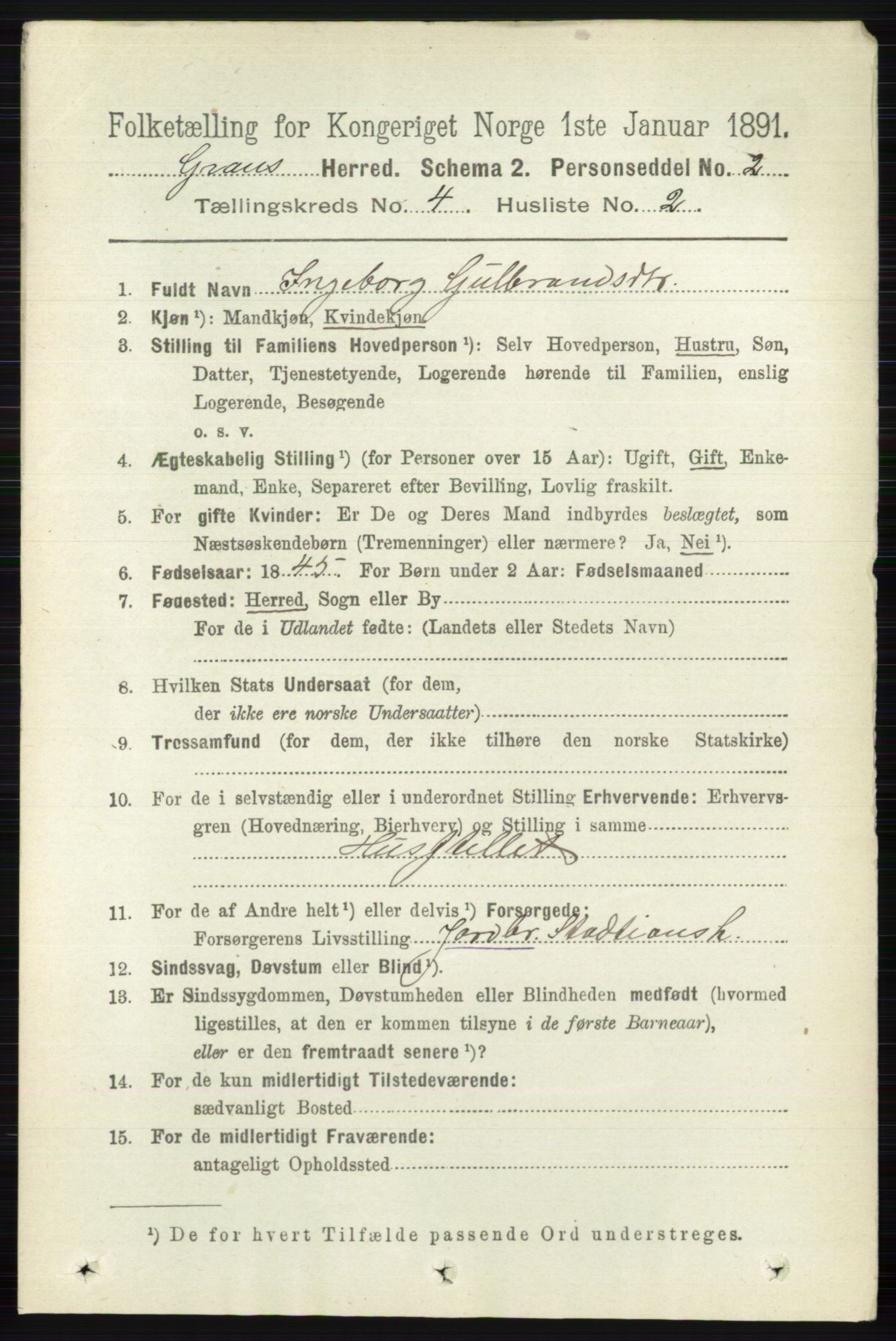 RA, 1891 census for 0534 Gran, 1891, p. 1158