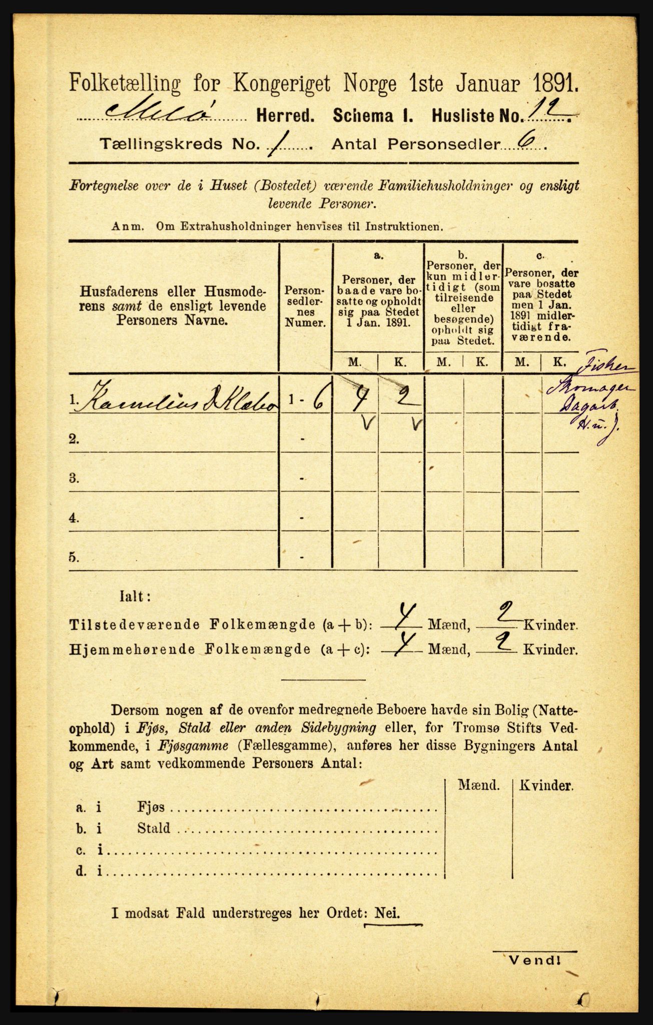 RA, 1891 census for 1837 Meløy, 1891, p. 36