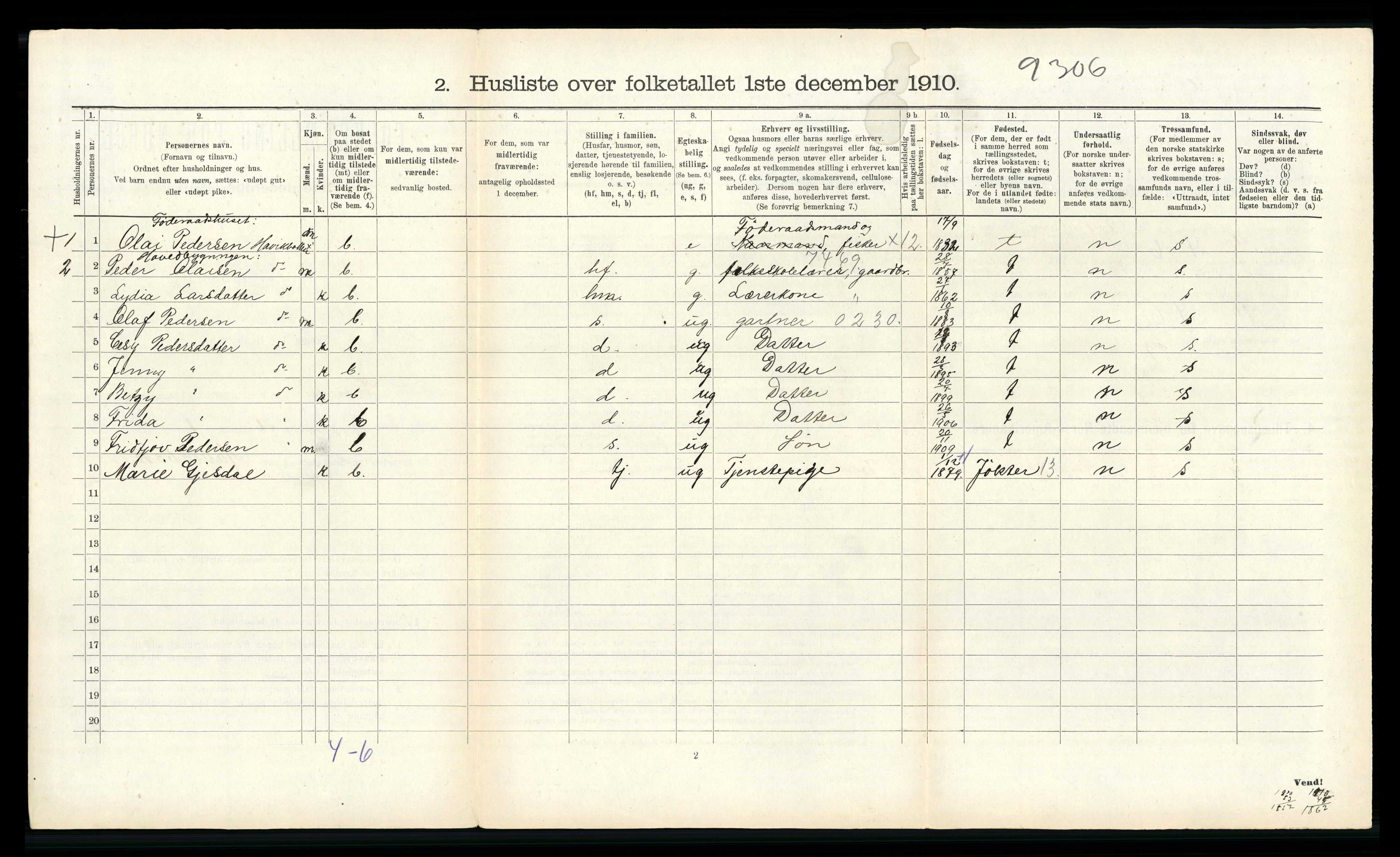 RA, 1910 census for Kinn, 1910, p. 339