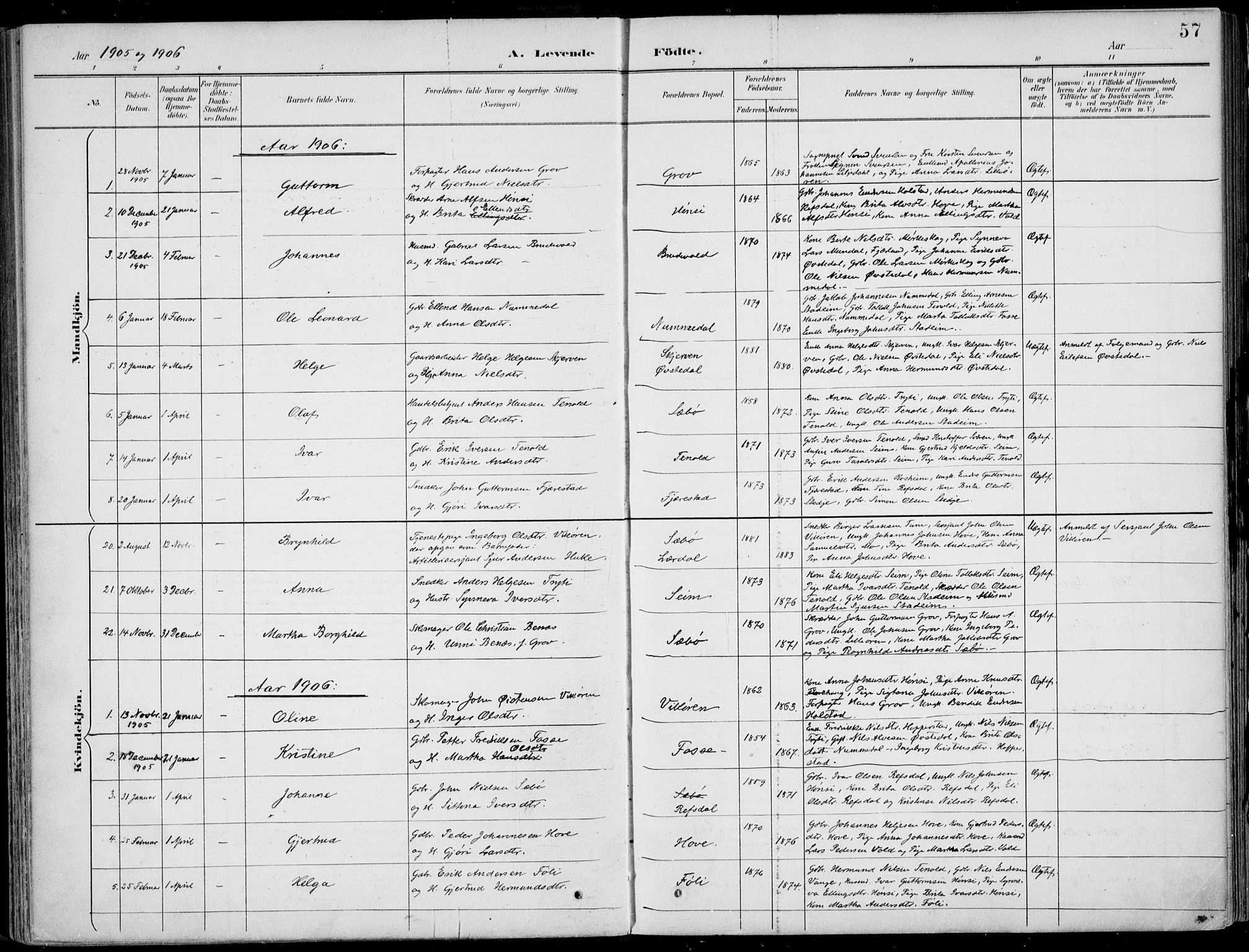 Vik sokneprestembete, SAB/A-81501: Parish register (official) no. B  2, 1891-1907, p. 57