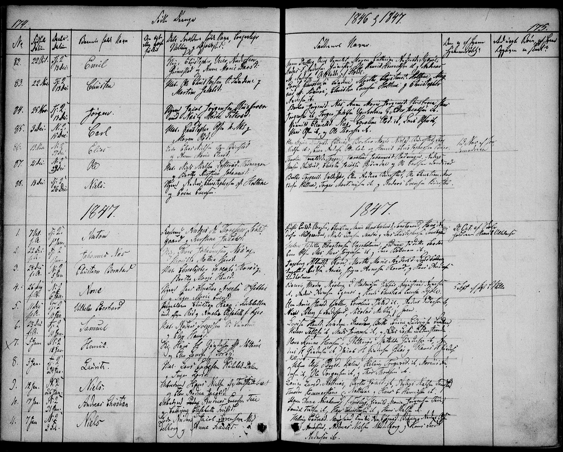 Nøtterøy kirkebøker, AV/SAKO-A-354/F/Fa/L0005: Parish register (official) no. I 5, 1839-1852, p. 174-175