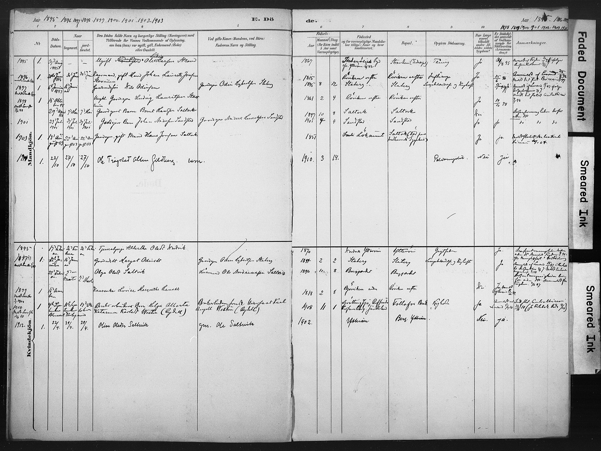 Ministerialprotokoller, klokkerbøker og fødselsregistre - Nord-Trøndelag, SAT/A-1458/722/L0221: Dissenter register no. 722A08, 1888-1912