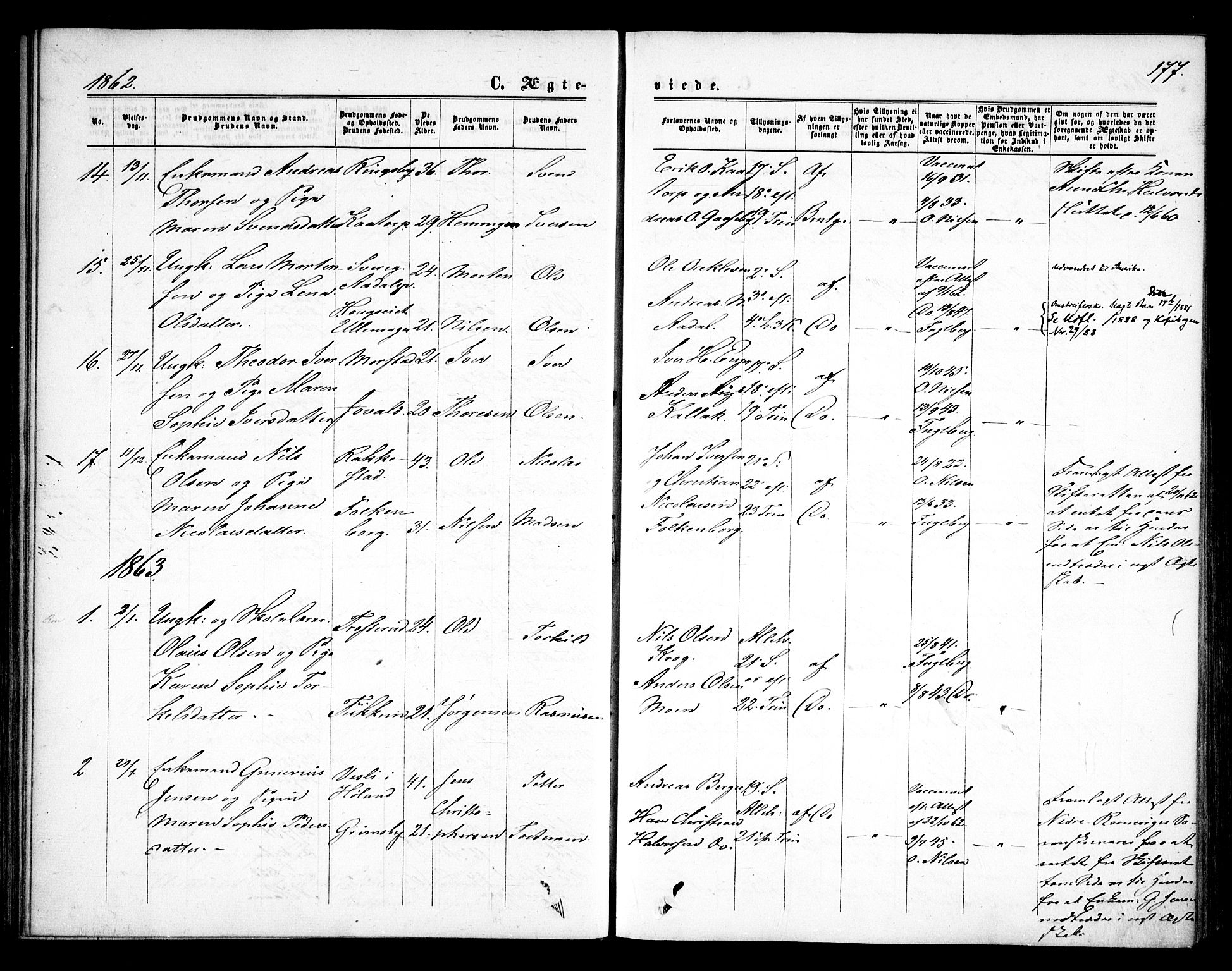Rødenes prestekontor Kirkebøker, SAO/A-2005/F/Fa/L0007: Parish register (official) no. I 7, 1860-1869, p. 177