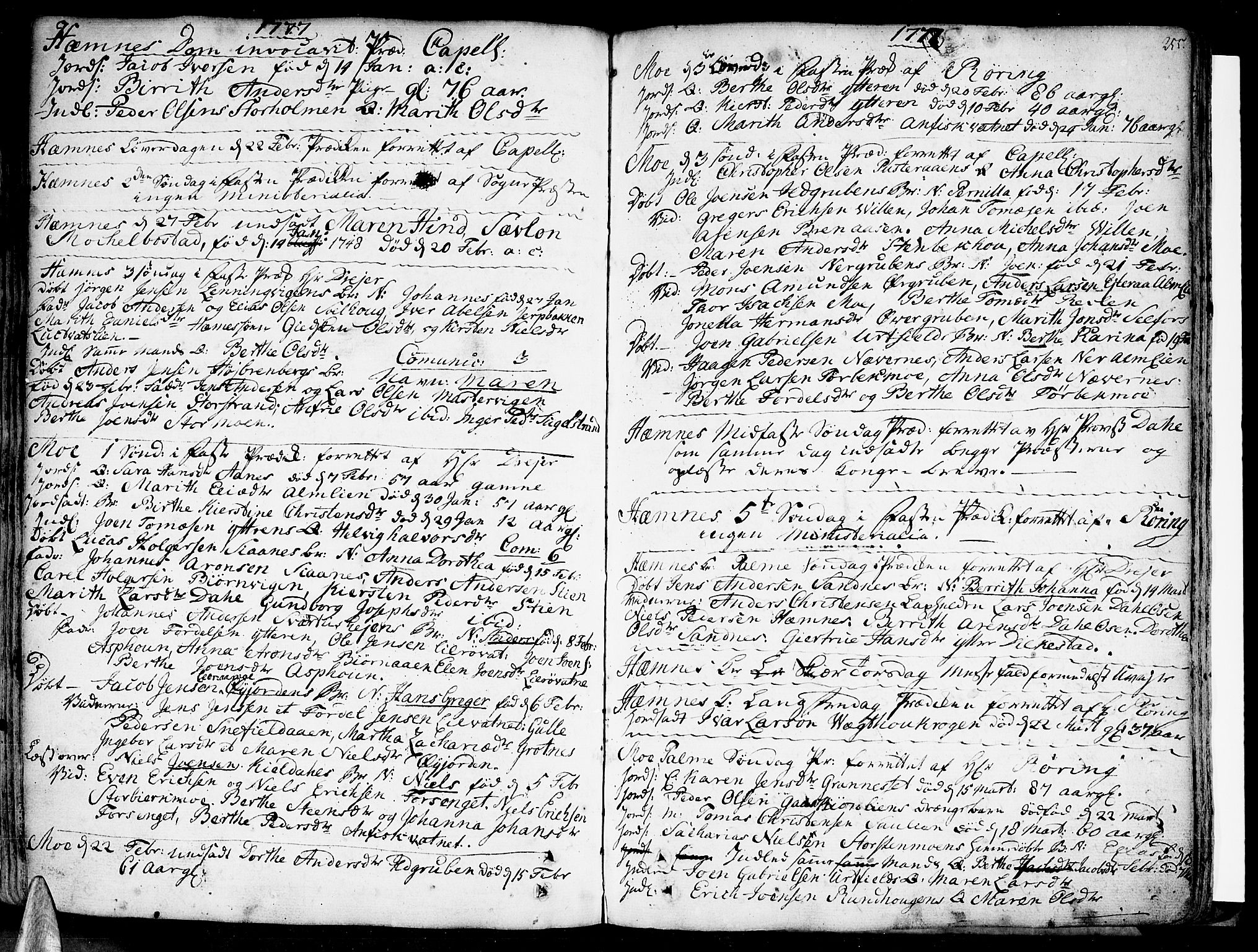 Ministerialprotokoller, klokkerbøker og fødselsregistre - Nordland, SAT/A-1459/825/L0348: Parish register (official) no. 825A04, 1752-1788, p. 255