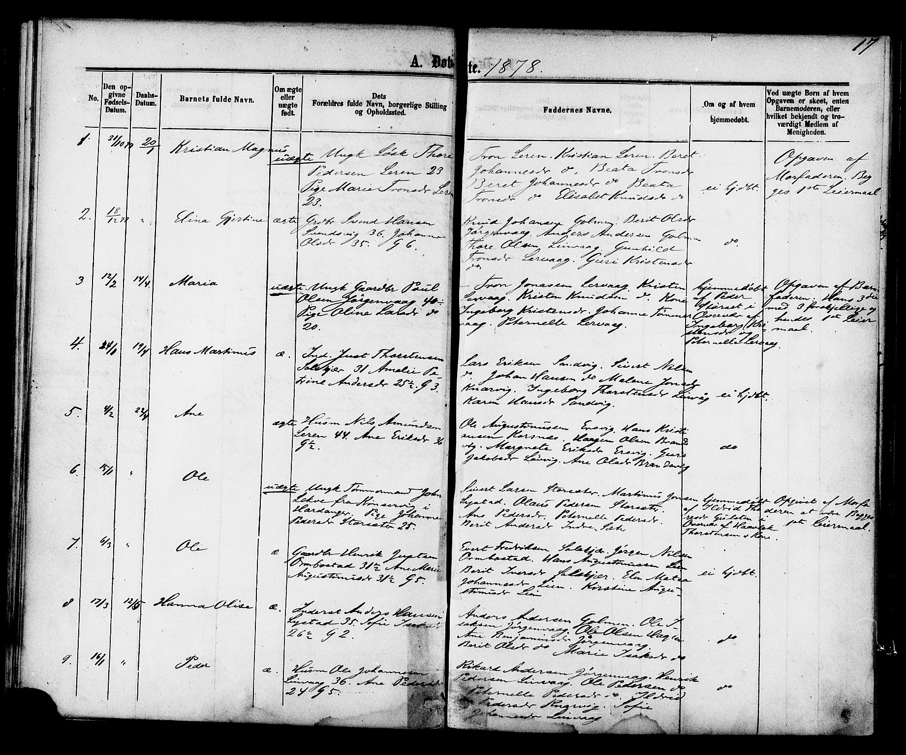 Ministerialprotokoller, klokkerbøker og fødselsregistre - Møre og Romsdal, AV/SAT-A-1454/577/L0895: Parish register (official) no. 577A02, 1875-1879, p. 17