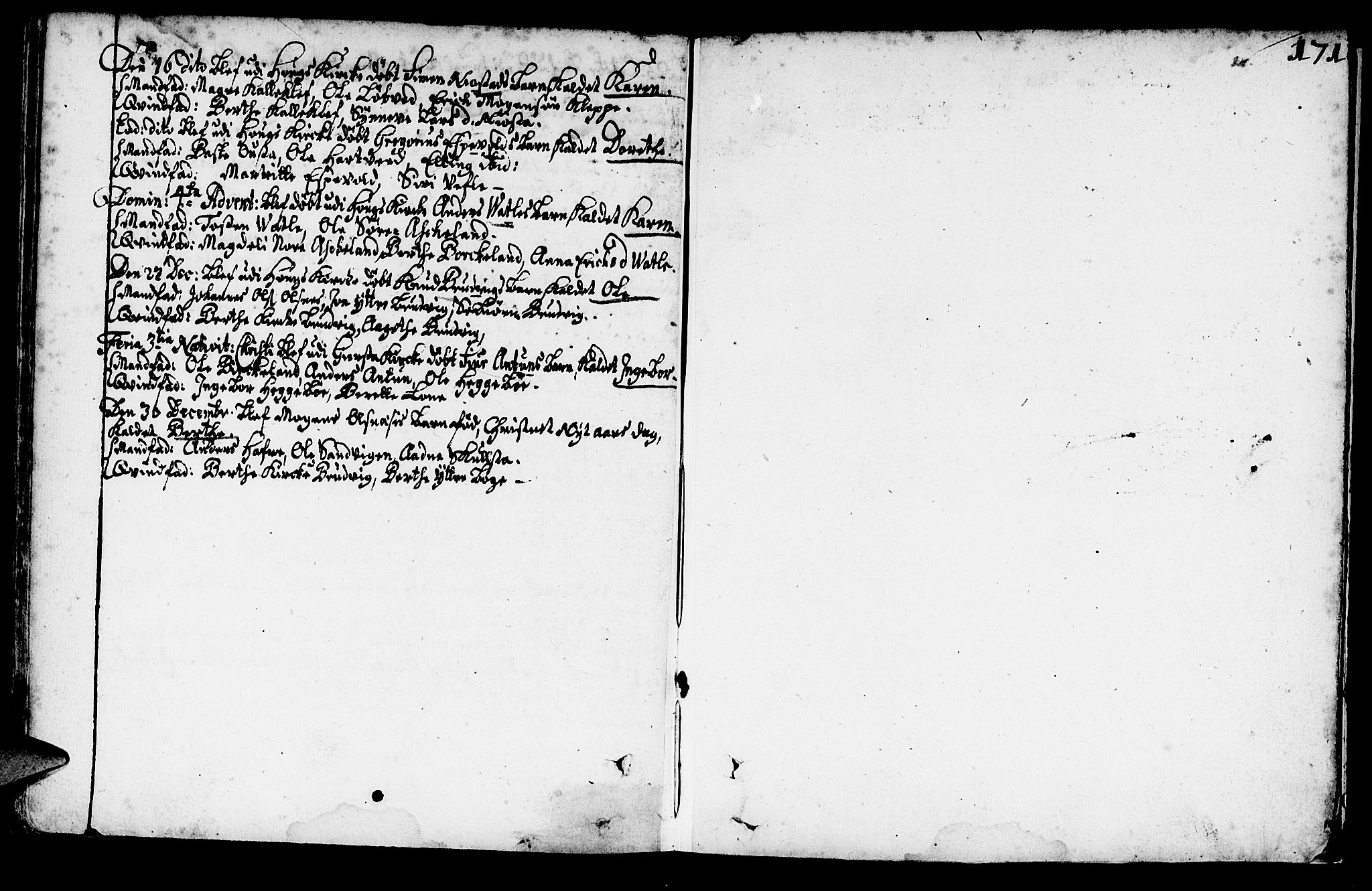 Haus sokneprestembete, AV/SAB-A-75601/H/Haa: Parish register (official) no. A 1, 1691-1712, p. 171