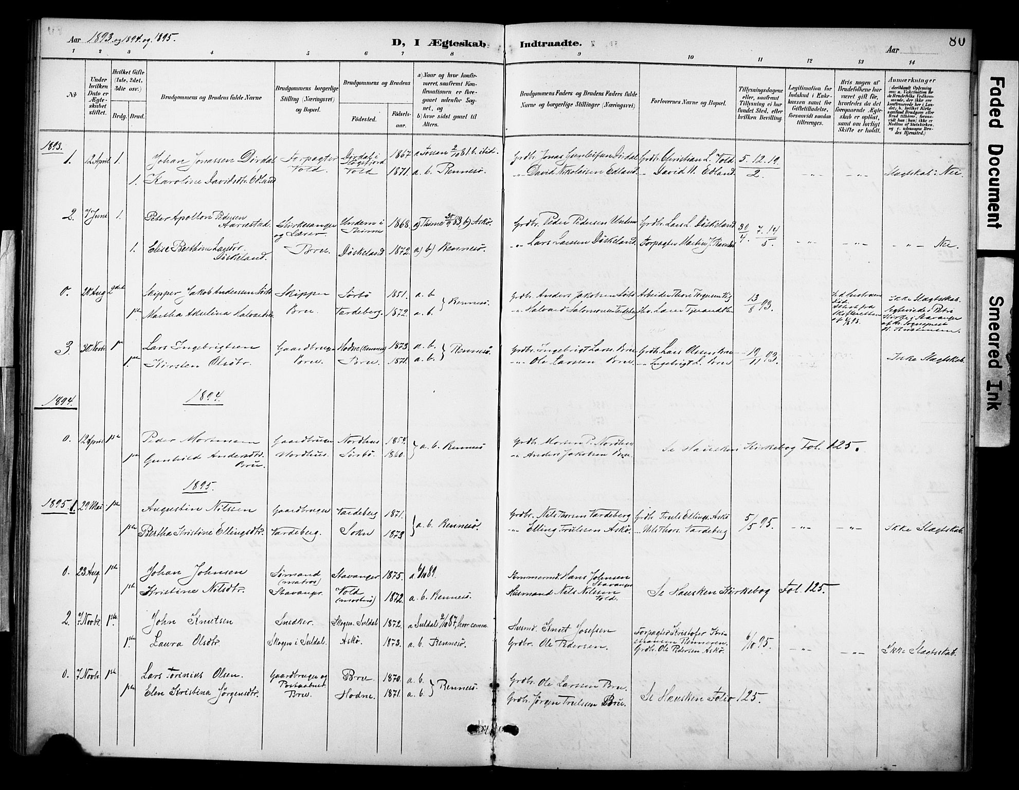 Rennesøy sokneprestkontor, AV/SAST-A -101827/H/Ha/Haa/L0015: Parish register (official) no. A 15, 1891-1908, p. 80